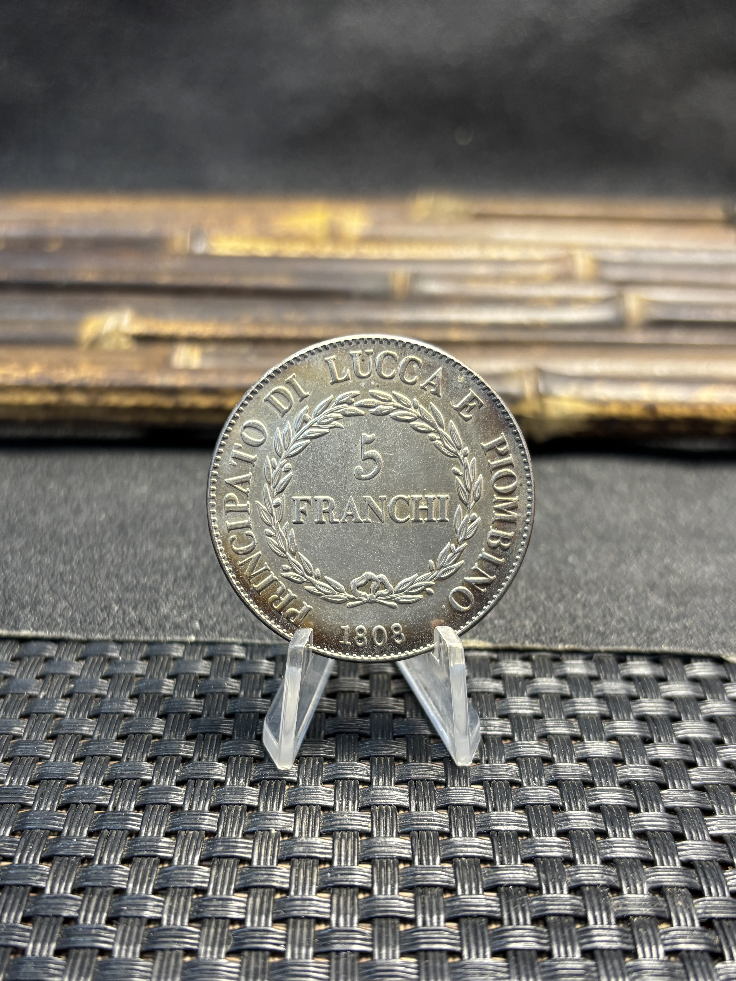 Italian States Republic of Lucca 1808 5 Franchi Felix Elisa Silver Plated Replica Coin Commemorative Medal,Historical Collectible Art Craft For Enthusiasts