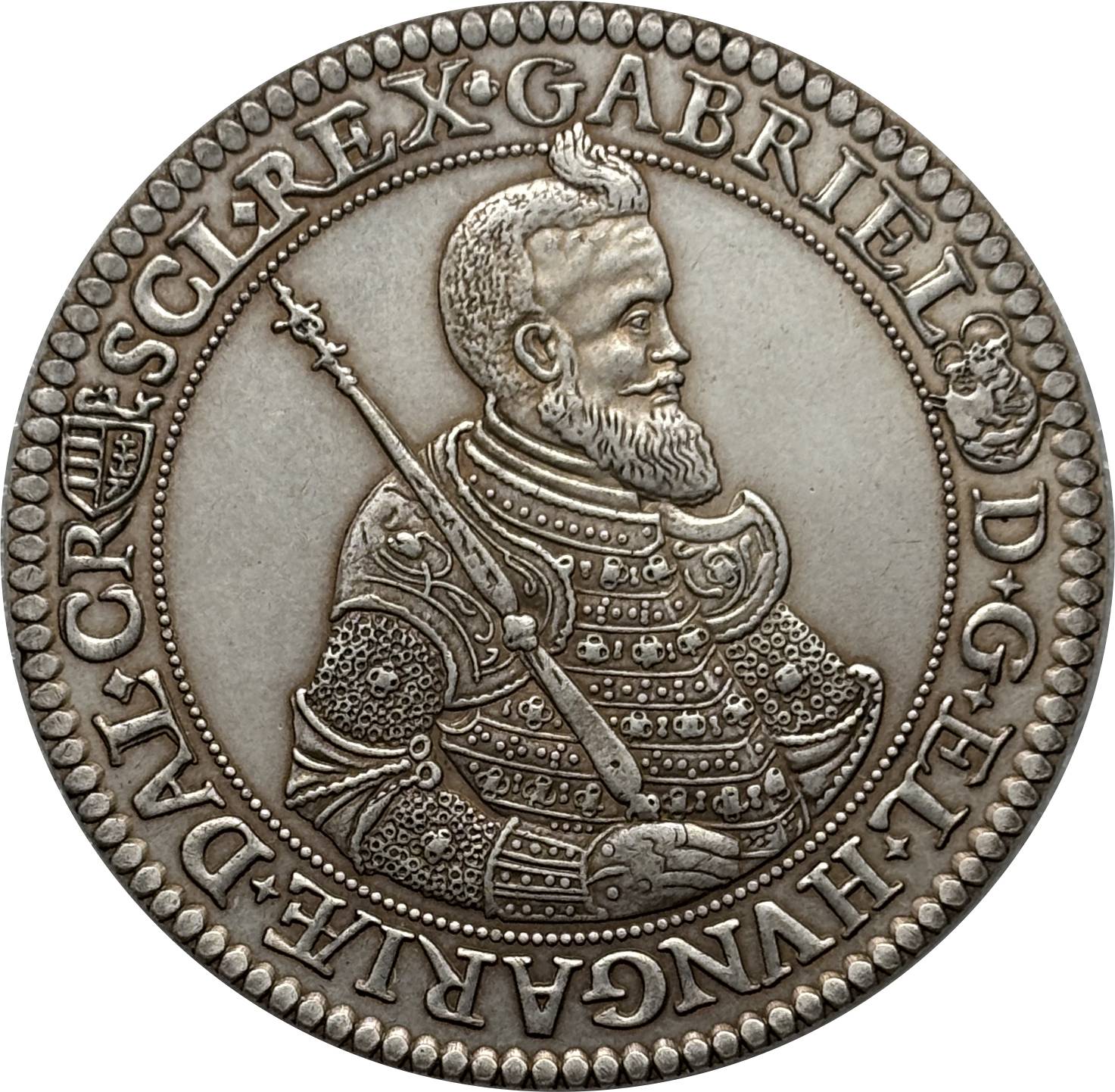 Hungarian States 1621 One 1 Thaler Gabriel Bethlen Silver Plated Replica Coin Commemorative Medal,Historical Collectible Art Craft For Enthusiasts