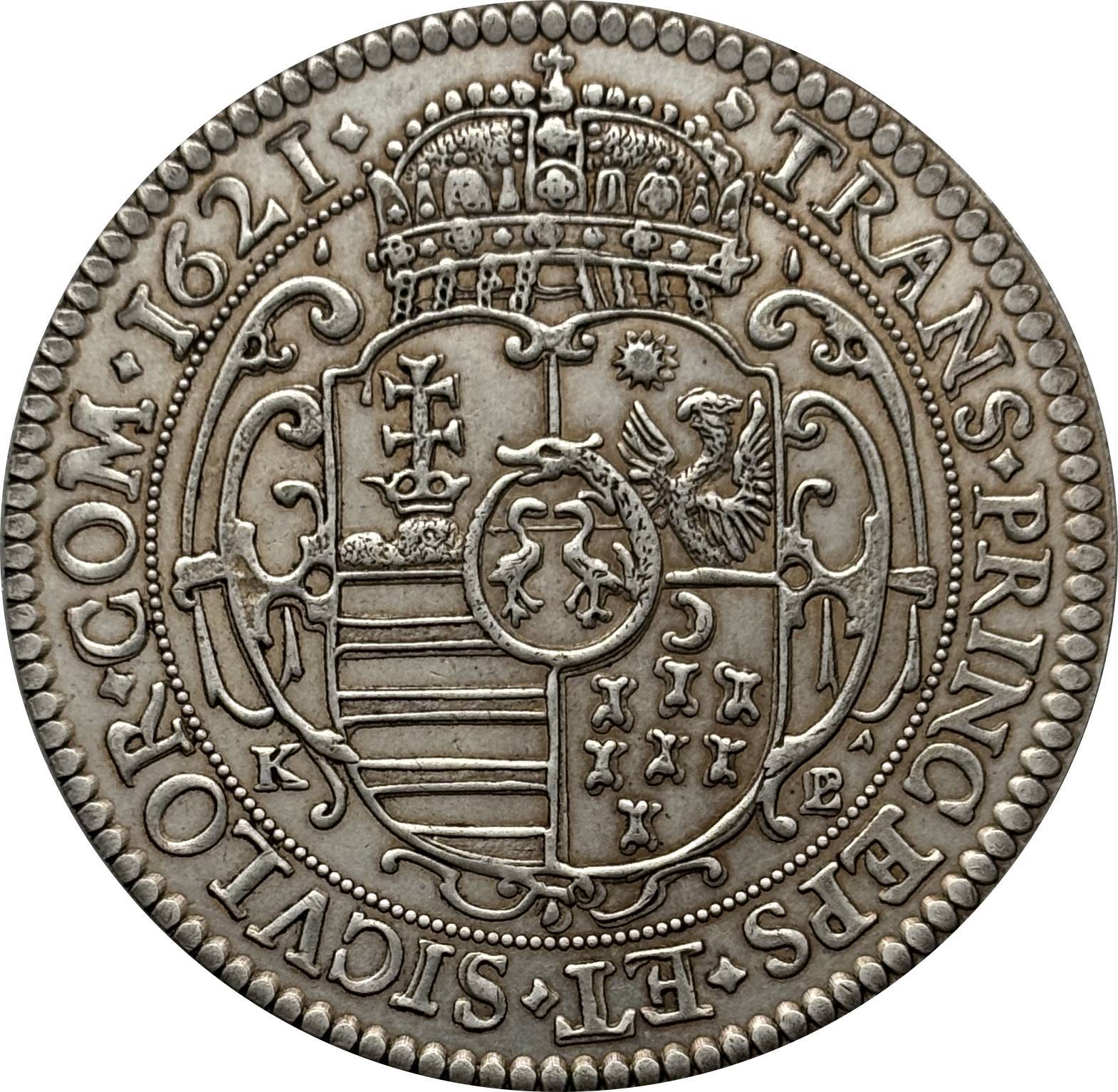 Hungarian States 1621 One 1 Thaler Gabriel Bethlen Silver Plated Replica Coin Commemorative Medal,Historical Collectible Art Craft For Enthusiasts