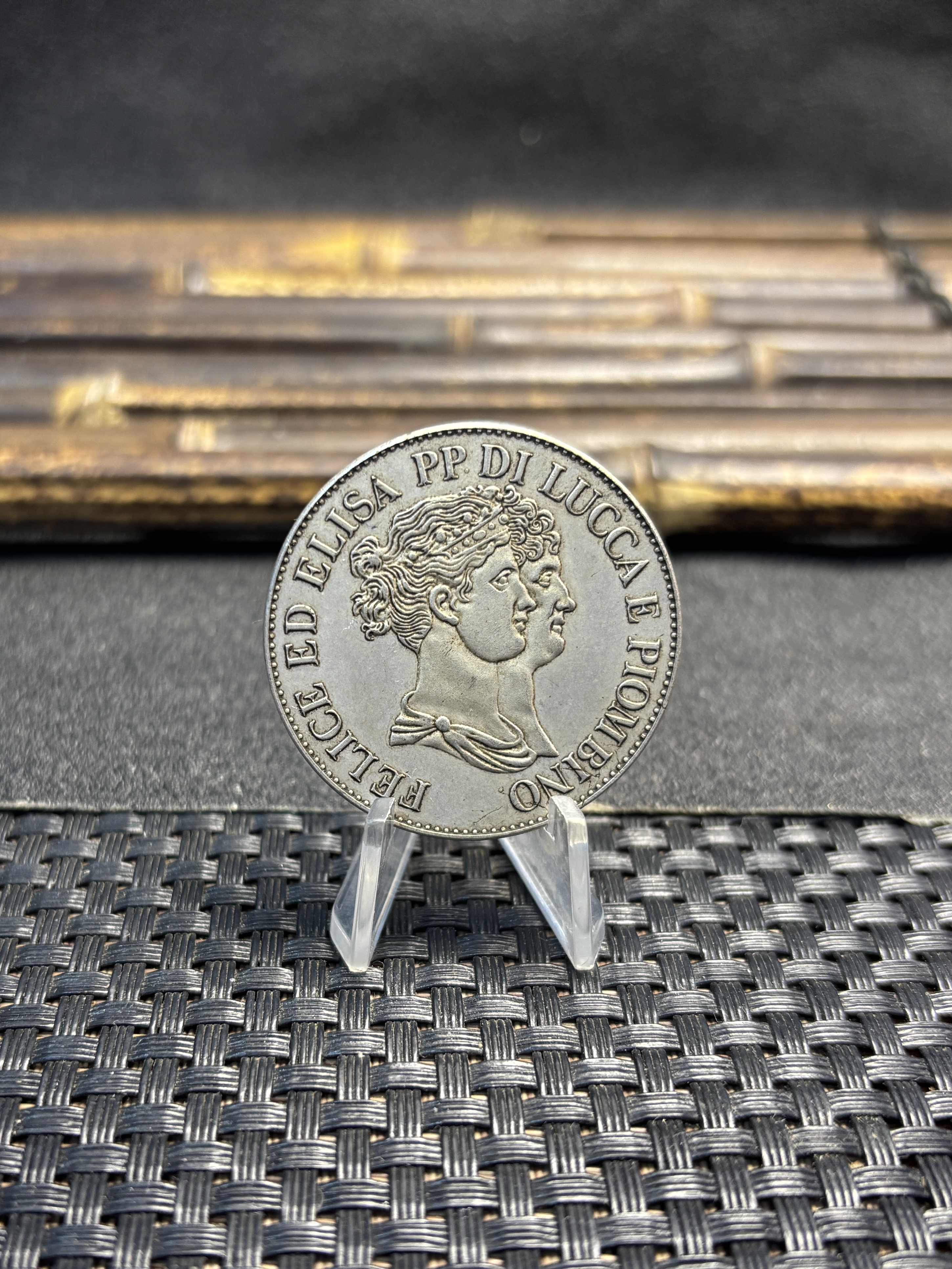 Italian States Republic of Lucca 1808 5 Franchi Felix Elisa Silver Plated Replica Coin Commemorative Medal,Historical Collectible Art Craft For Enthusiasts