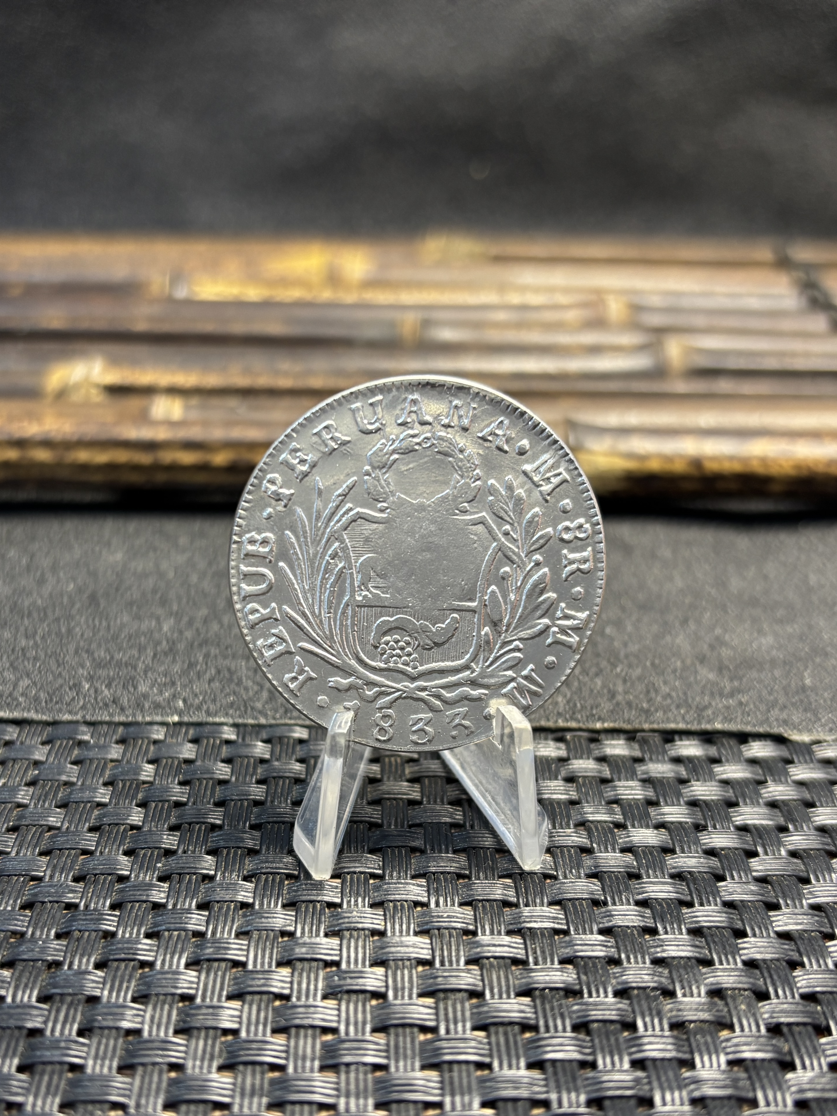 Peru 8 Reales Lima 1833 L MM Silver Plated Metal Replica Coin Commemorative Medal,Historical Collectible Art Craft For Enthusiasts