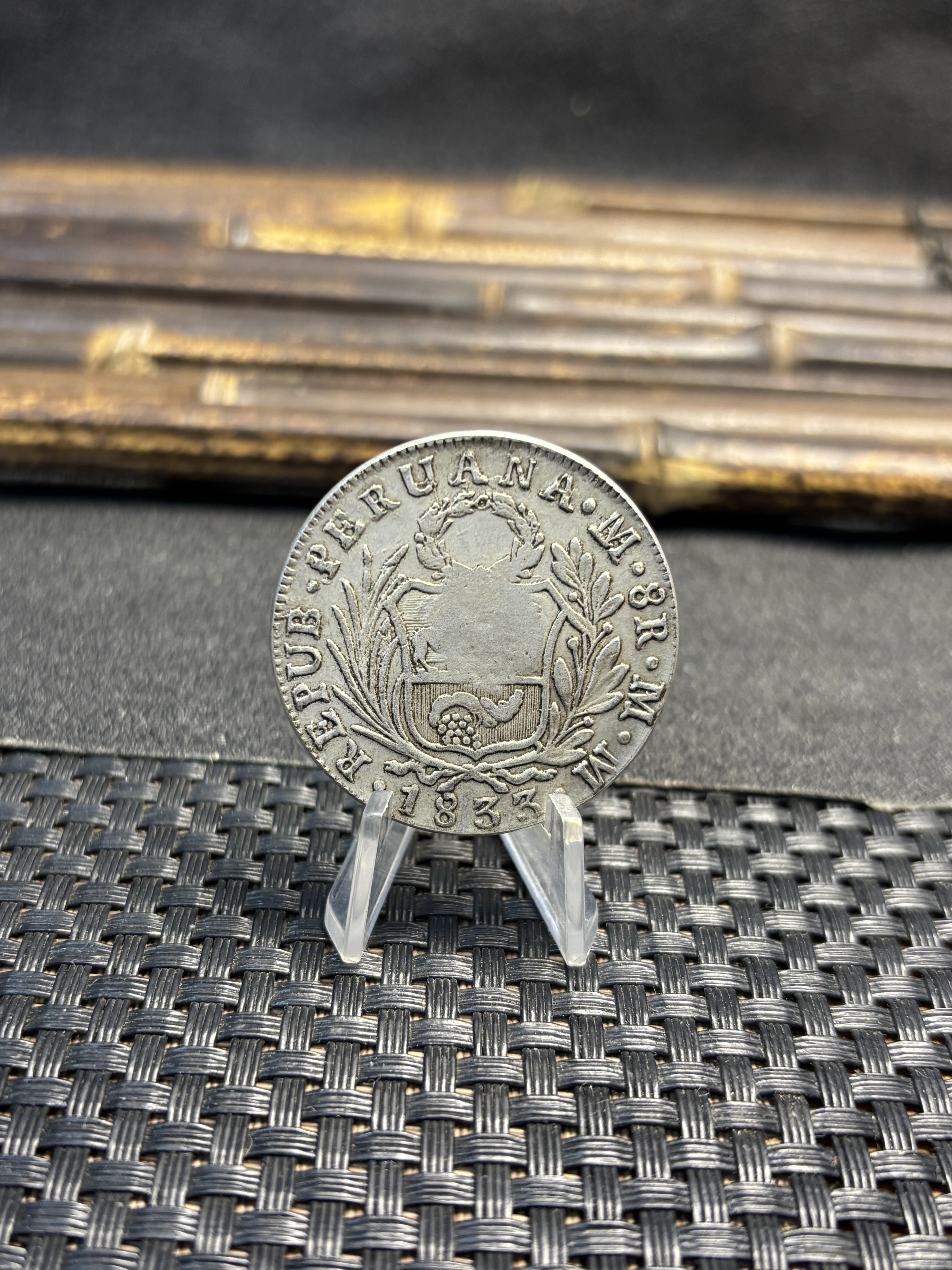 Peru 8 Reales Lima 1833 L MM Silver Plated Metal Replica Coin Commemorative Medal,Historical Collectible Art Craft For Enthusiasts