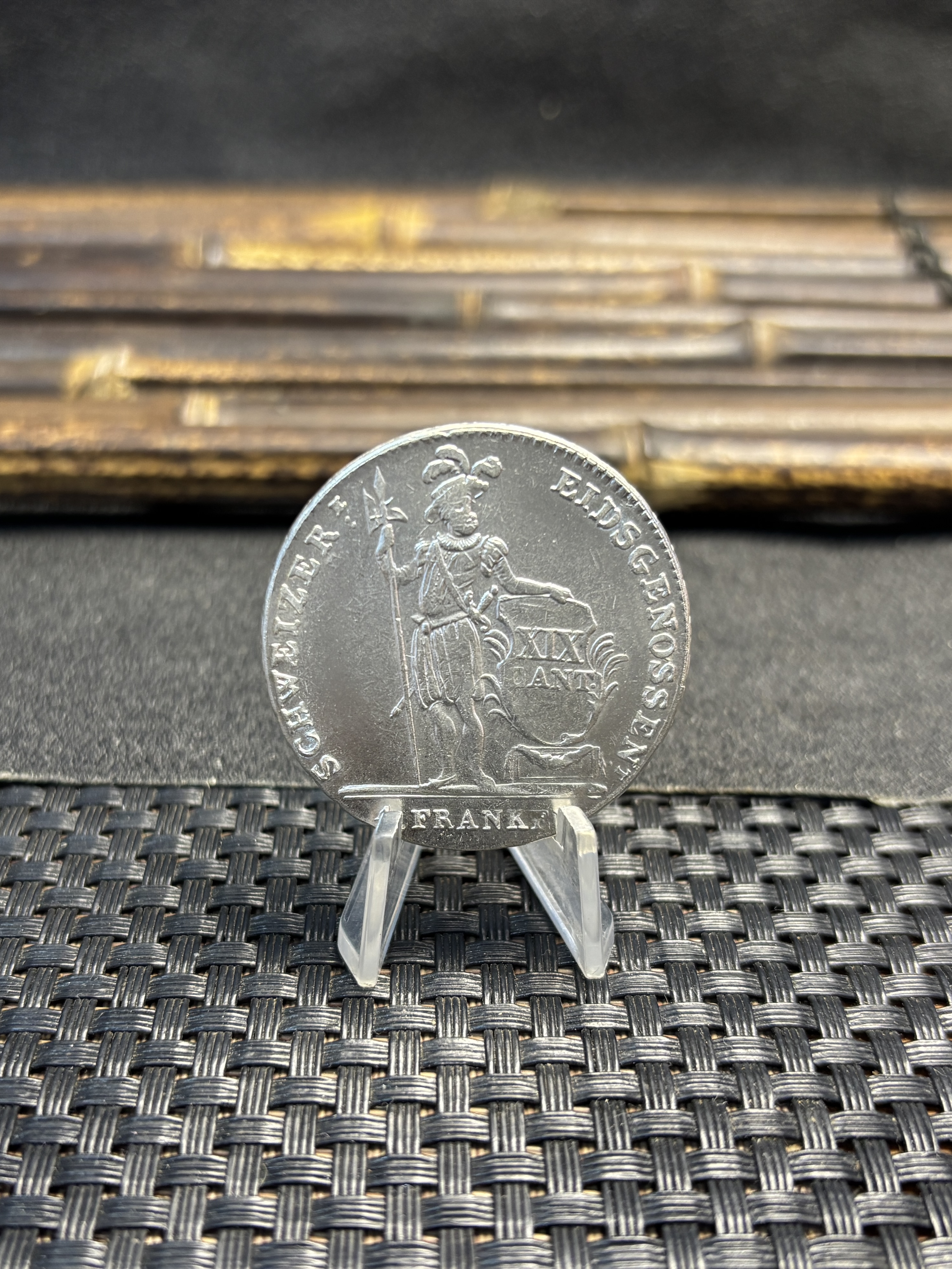Swiss Canton Of Lucerne 1814 4 Franken Standing Silver Plated Replica Coin Commemorative Medal,Historical Collectible Art Craft For Enthusiasts