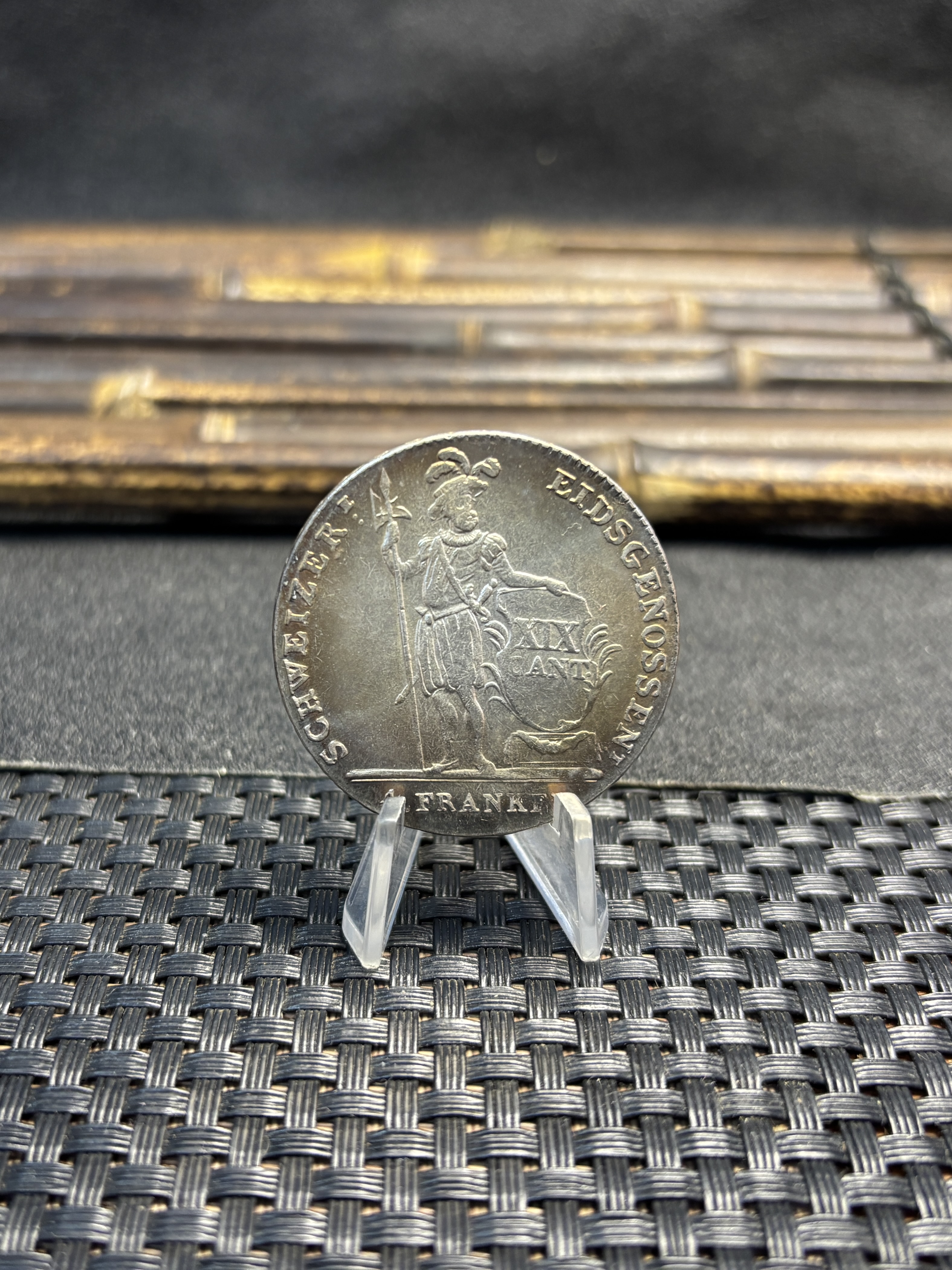 Swiss Canton Of Lucerne 1814 4 Franken Standing Silver Plated Replica Coin Commemorative Medal,Historical Collectible Art Craft For Enthusiasts