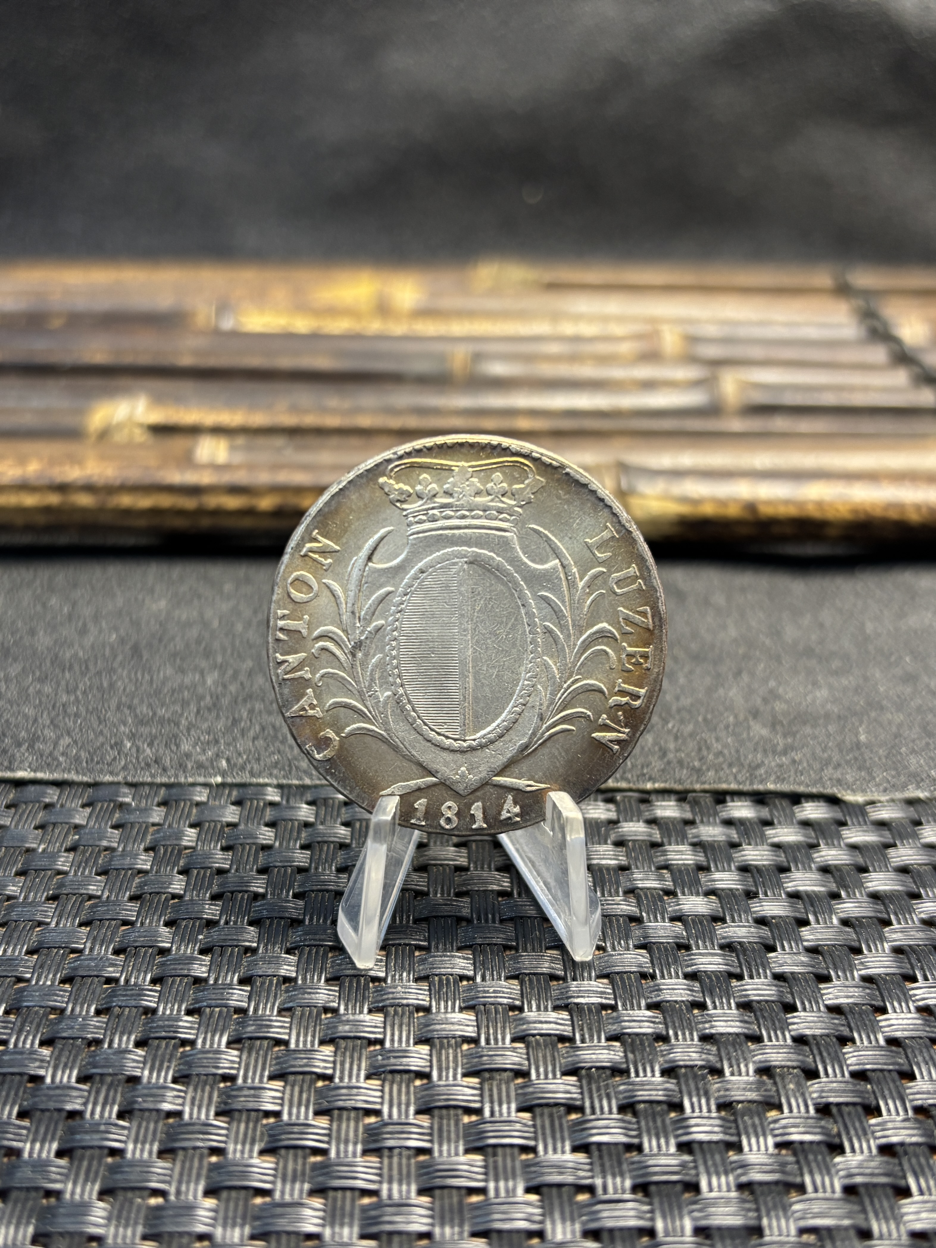 Swiss Canton Of Lucerne 1814 4 Franken Standing Silver Plated Replica Coin Commemorative Medal,Historical Collectible Art Craft For Enthusiasts