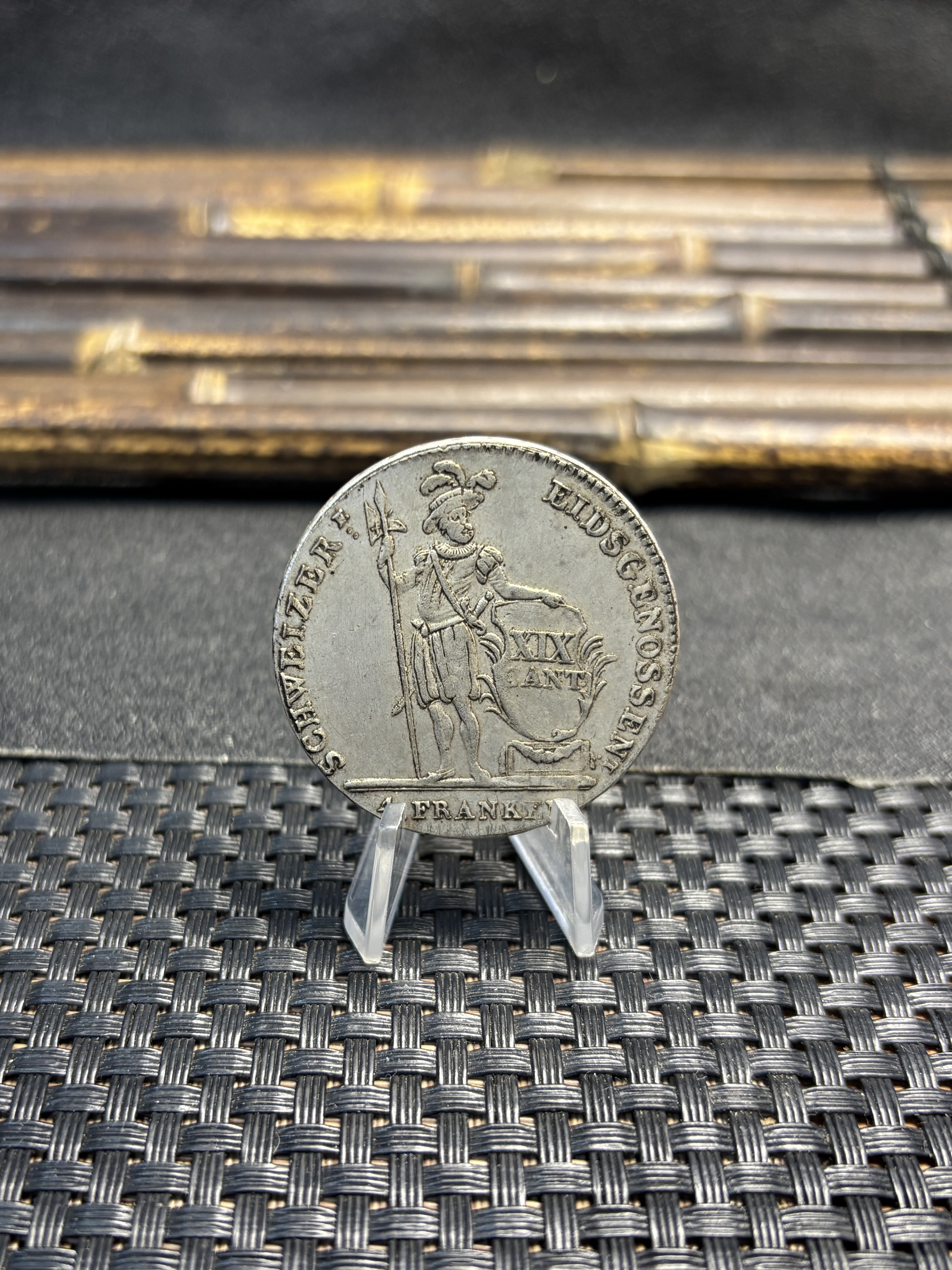 Swiss Canton Of Lucerne 1814 4 Franken Standing Silver Plated Replica Coin Commemorative Medal,Historical Collectible Art Craft For Enthusiasts