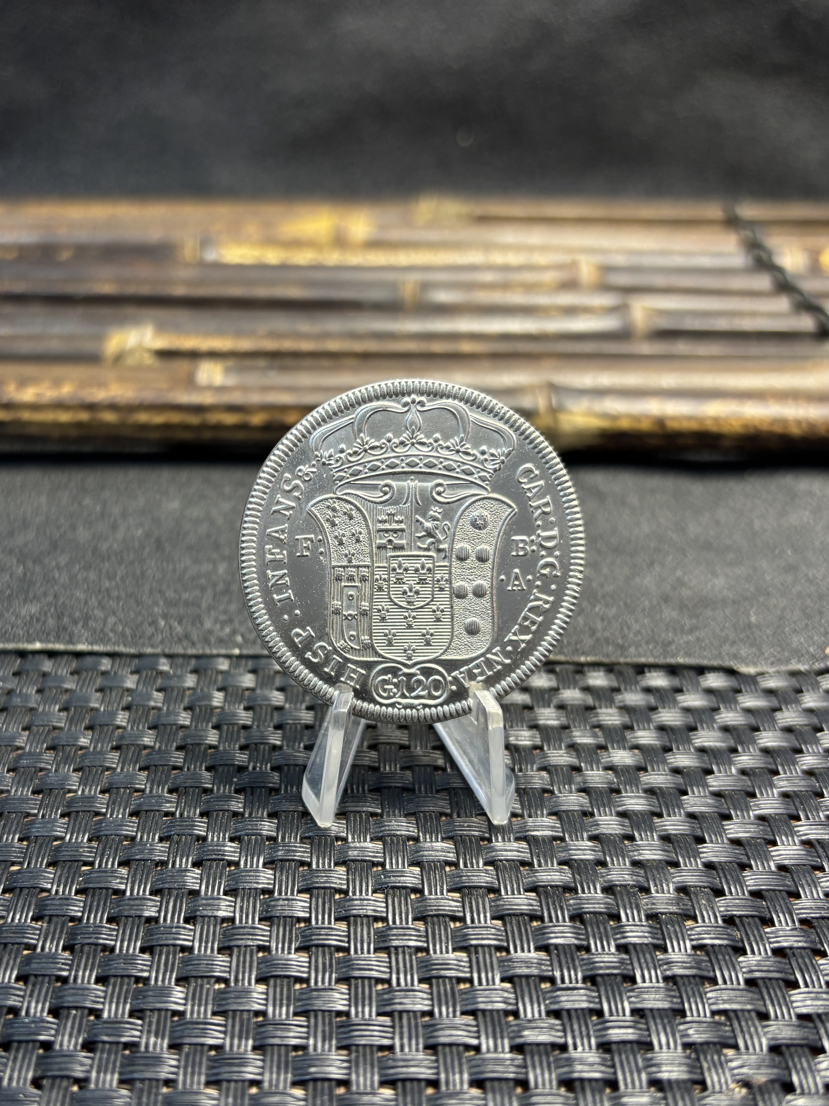 Italian States Kingdom of Naples 120 Grana Carlo I 1735 Plated Silver Replica Coin Commemorative Medal,Historical Collectible Art Craft For Enthusiasts