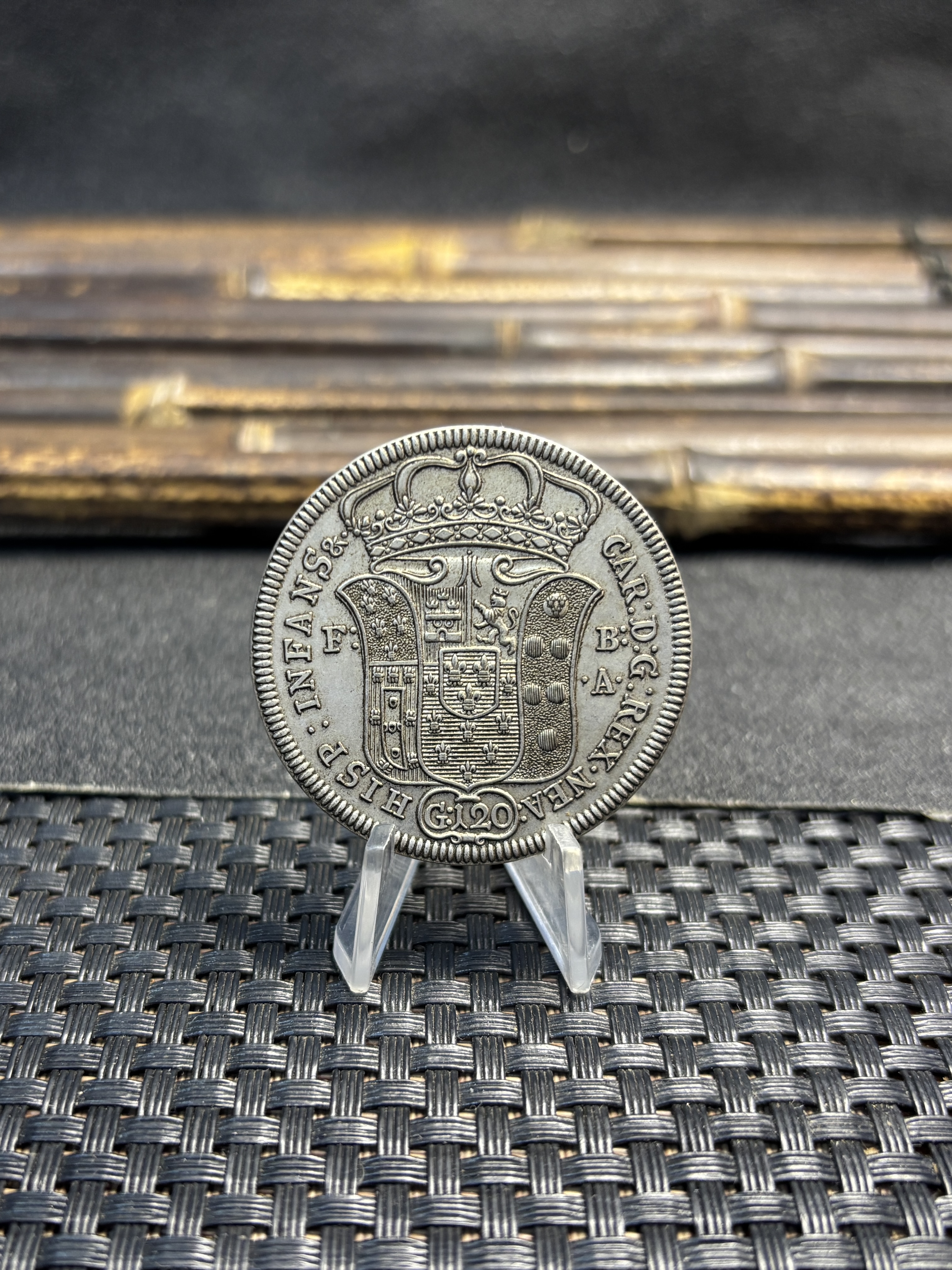 Italian States Kingdom of Naples 120 Grana Carlo I 1735 Plated Silver Replica Coin Commemorative Medal,Historical Collectible Art Craft For Enthusiasts