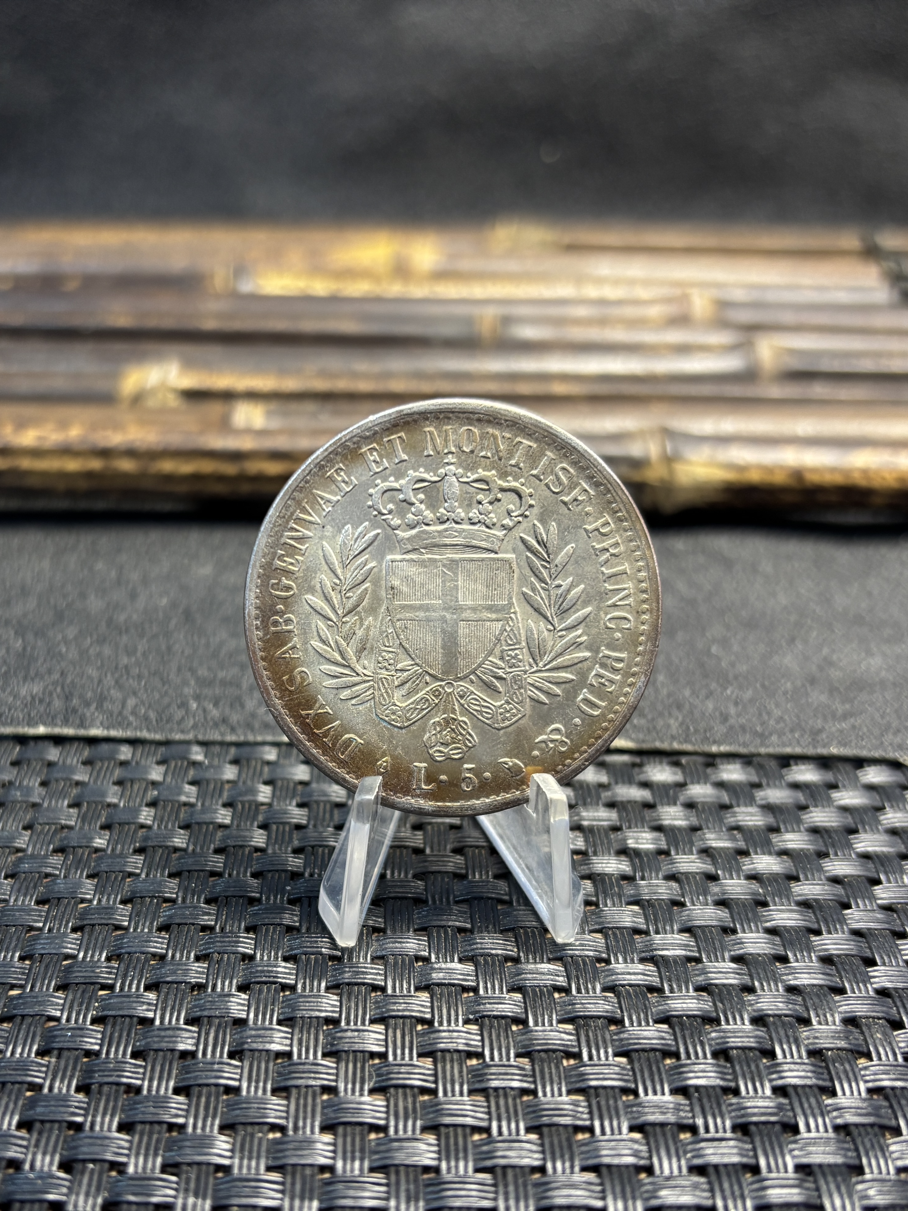 Italian States 1821 5 Lire Victor Emmanuel I Piedmont Sardinia Silver Plated Replica Coin Commemorative Medal,Historical Collectible Art Craft For Enthusiasts