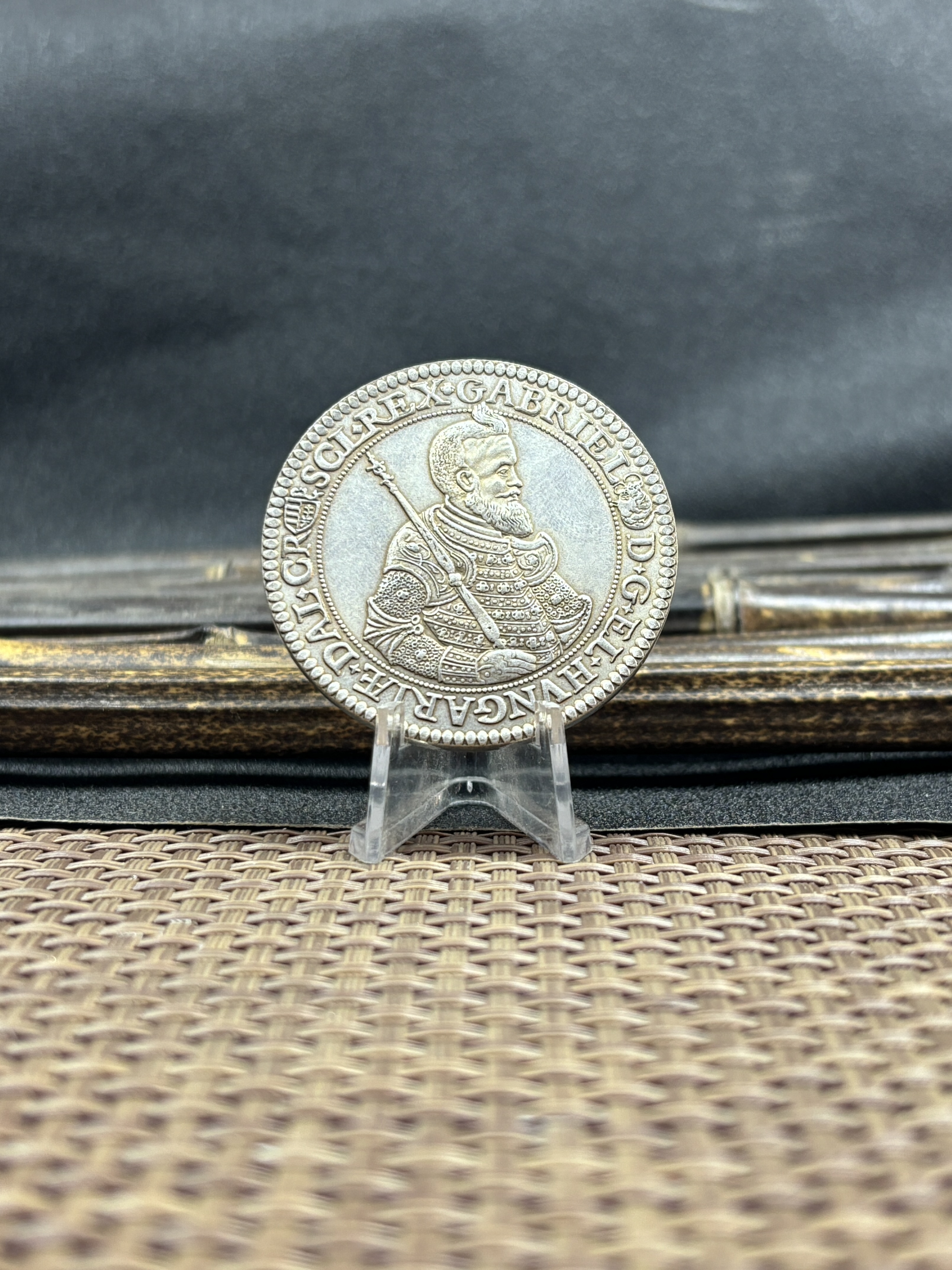 Hungarian States 1621 One 1 Thaler Gabriel Bethlen Silver Plated Replica Coin Commemorative Medal,Historical Collectible Art Craft For Enthusiasts