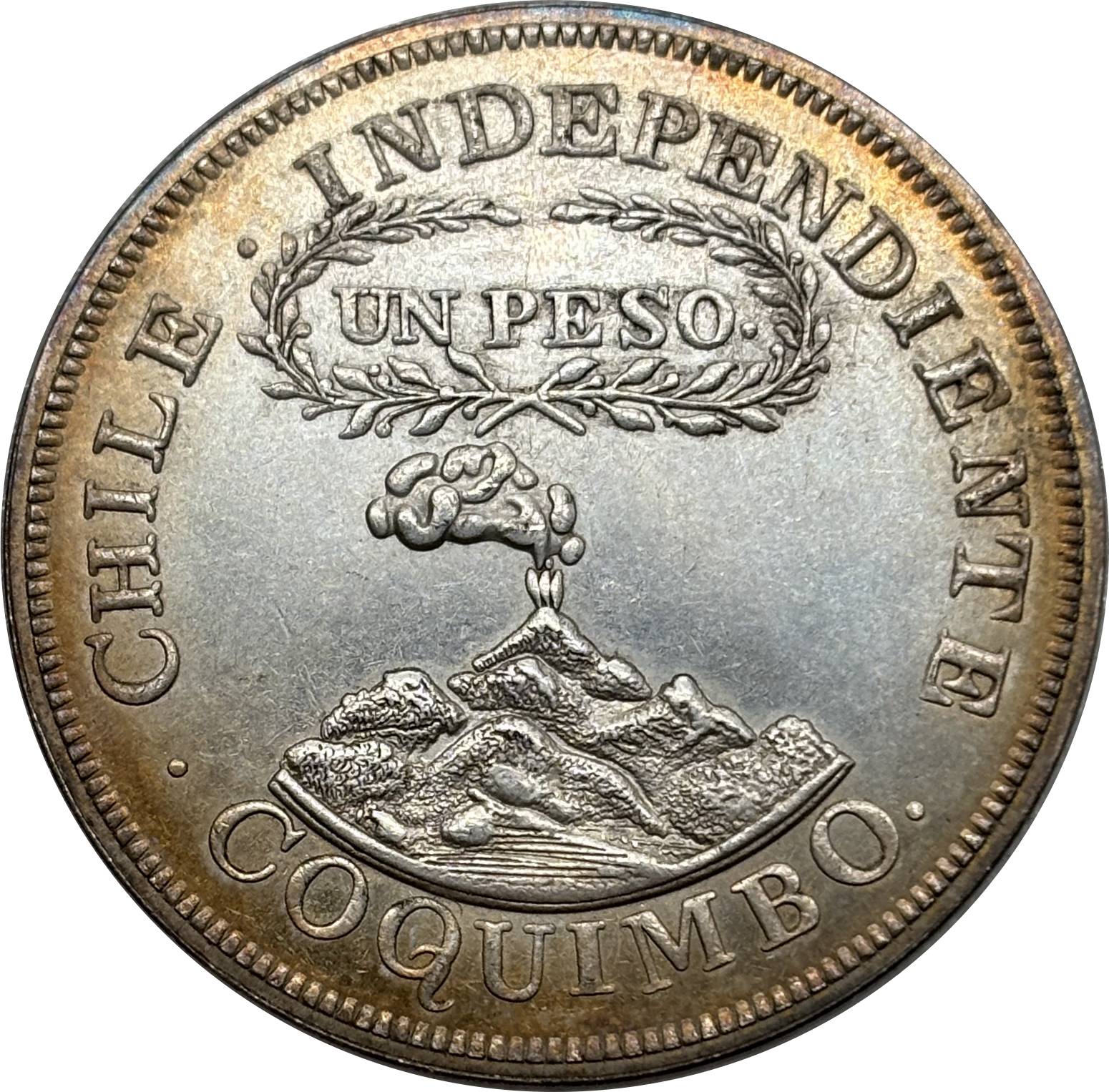 Chile 1828 UN 1 Peso Coquimbo Independiente Silver Plated Replica Coin Commemorative Medal,Historical Collectible Art Craft For Enthusiasts