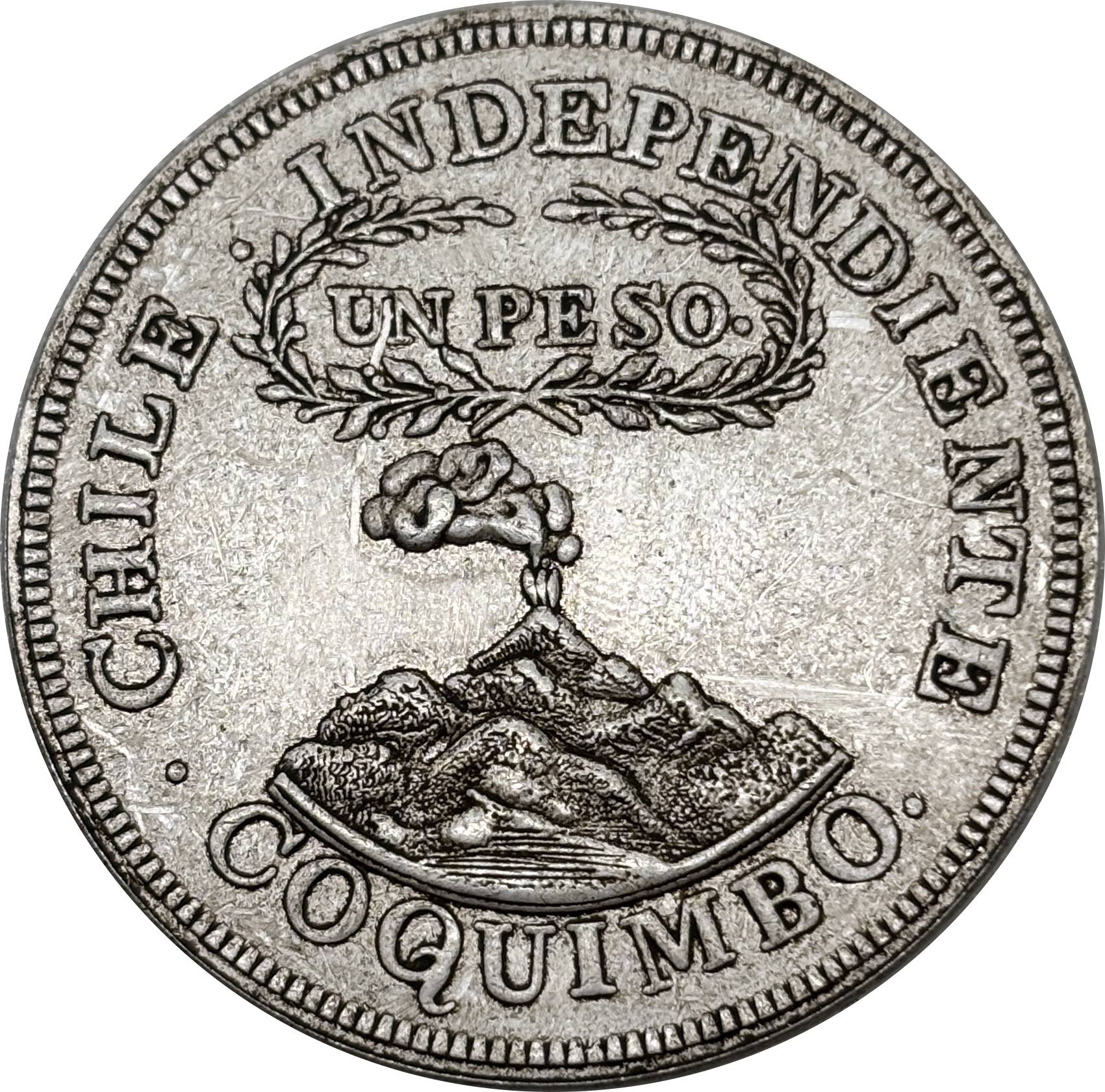 Chile 1828 UN 1 Peso Coquimbo Independiente Silver Plated Replica Coin Commemorative Medal,Historical Collectible Art Craft For Enthusiasts