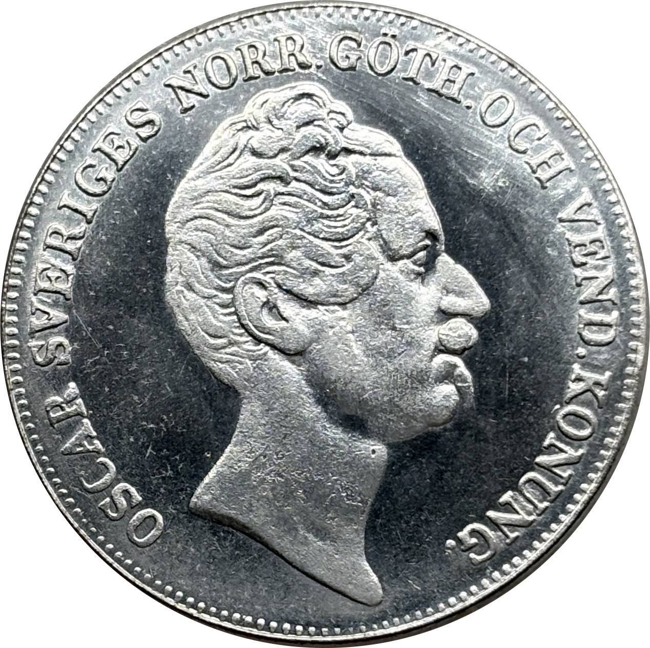 Sweden 1846 1 Riksdaler Specie Oscar I Small Head Silver Plated Replica Coin Commemorative Medal,Historical Collectible Art Craft For Enthusiasts