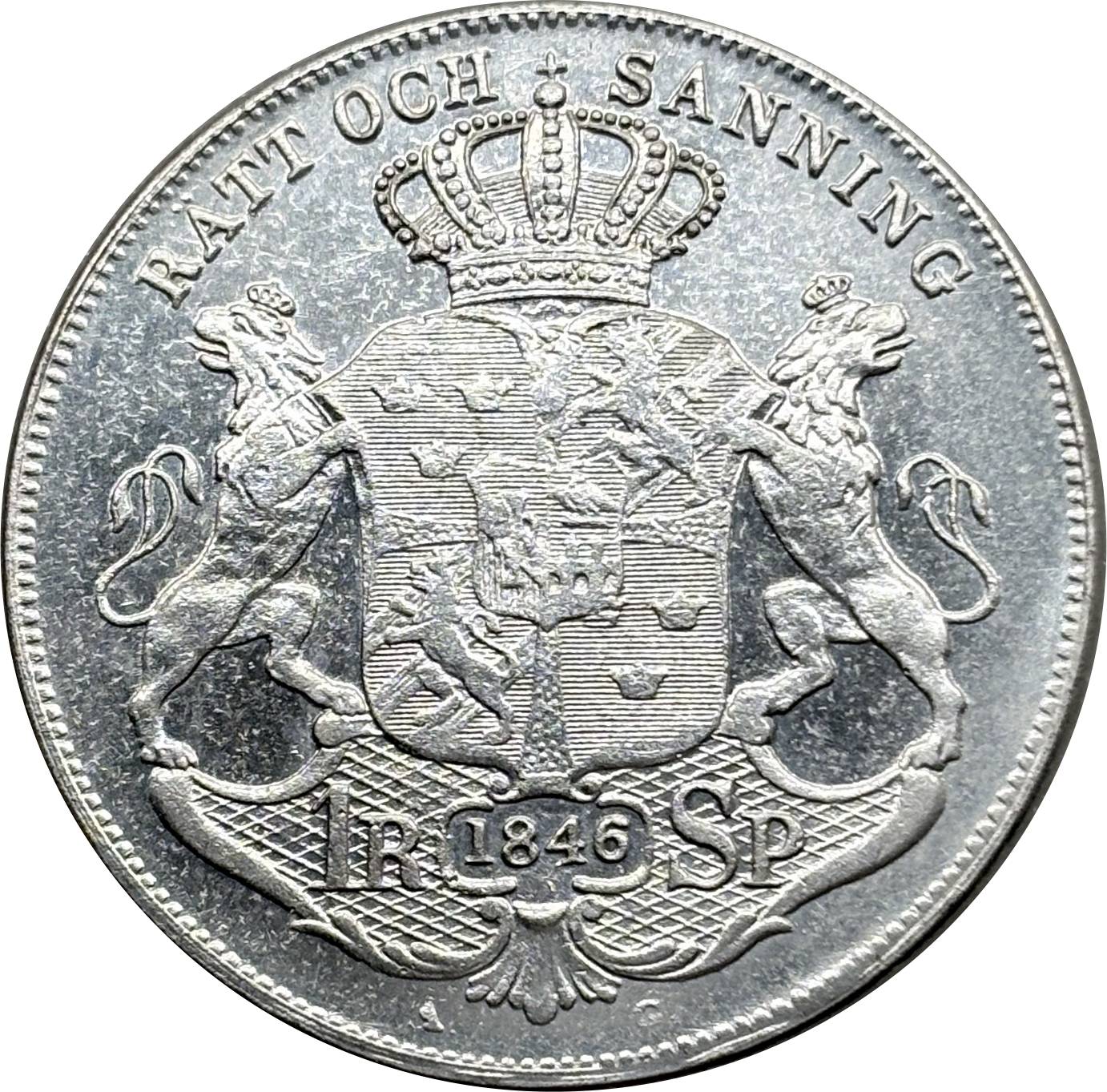 Sweden 1846 1 Riksdaler Specie Oscar I Small Head Silver Plated Replica Coin Commemorative Medal,Historical Collectible Art Craft For Enthusiasts