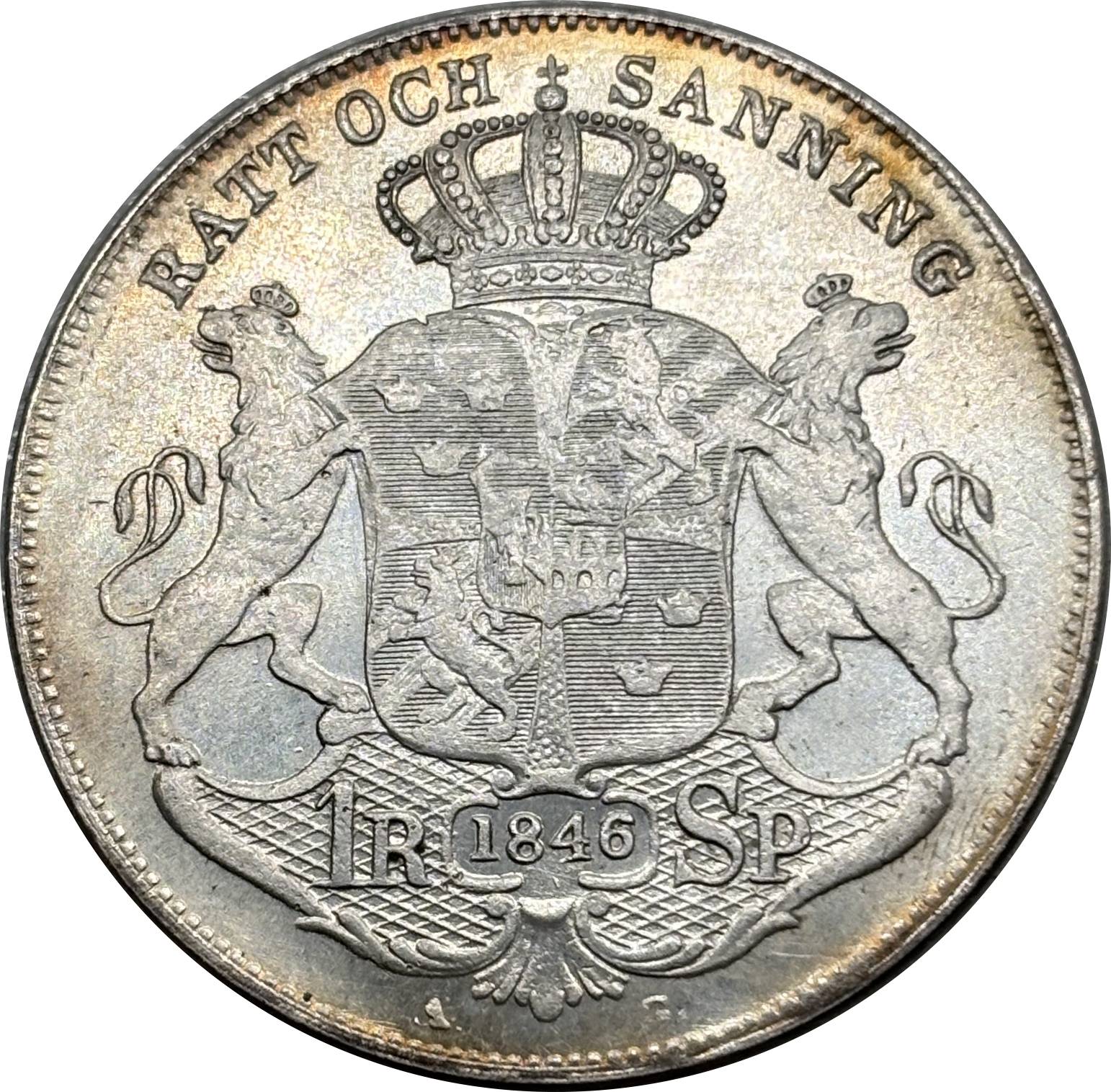 Sweden 1846 1 Riksdaler Specie Oscar I Small Head Silver Plated Replica Coin Commemorative Medal,Historical Collectible Art Craft For Enthusiasts