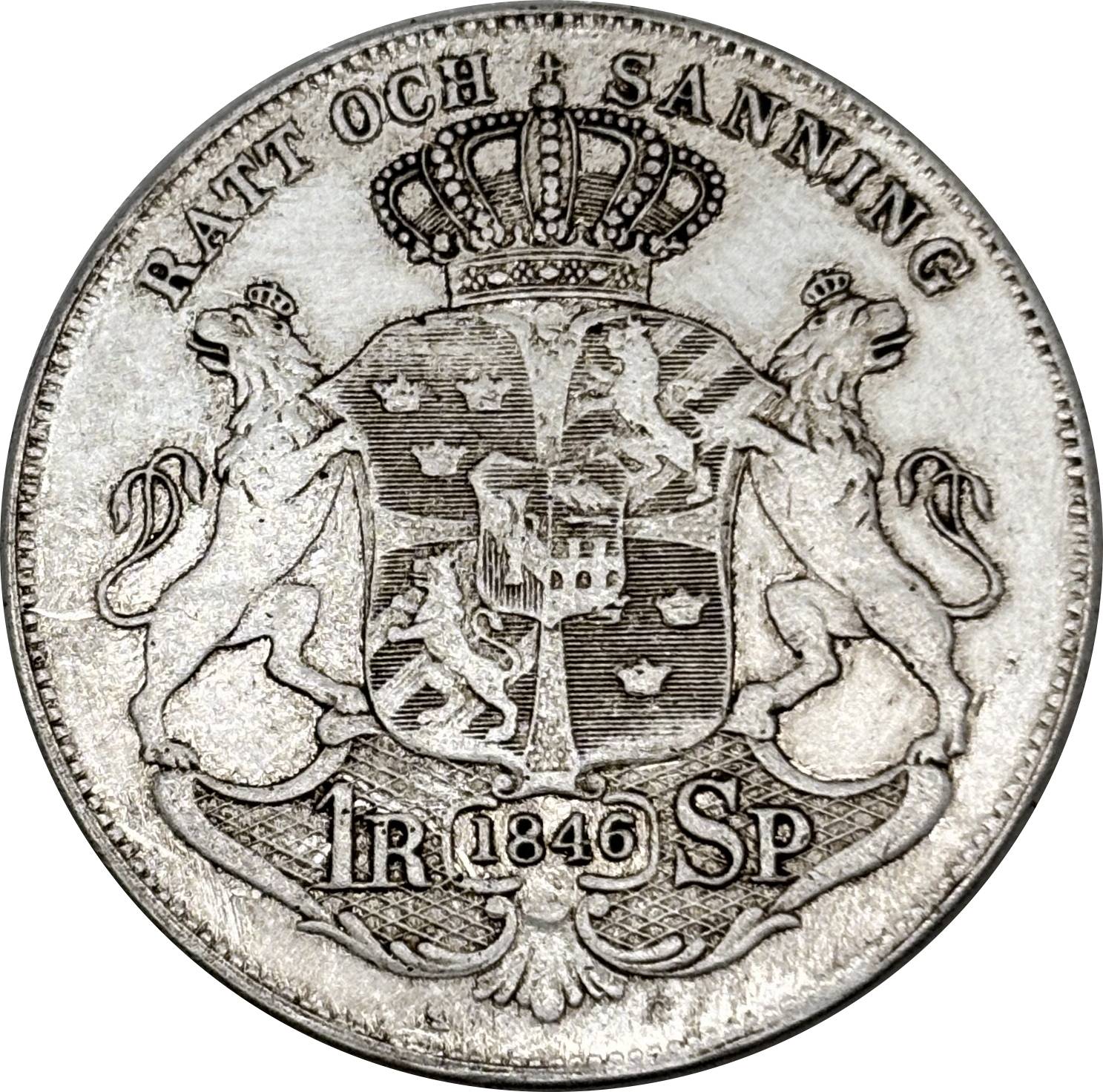 Sweden 1846 1 Riksdaler Specie Oscar I Small Head Silver Plated Replica Coin Commemorative Medal,Historical Collectible Art Craft For Enthusiasts