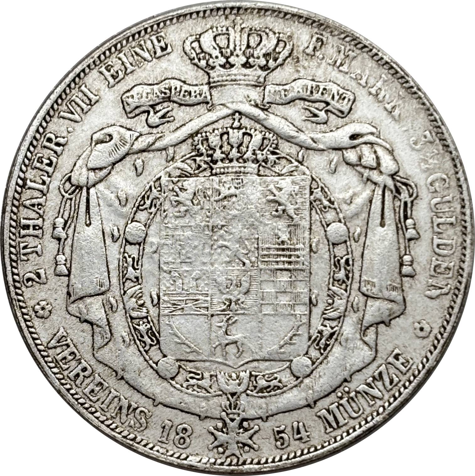 German States 1844 B 1854 B 2 Thaler 3 1/2 Gulden William Silver Plated Replica Coin Commemorative Medal,Historical Collectible Art Craft For Enthusiasts