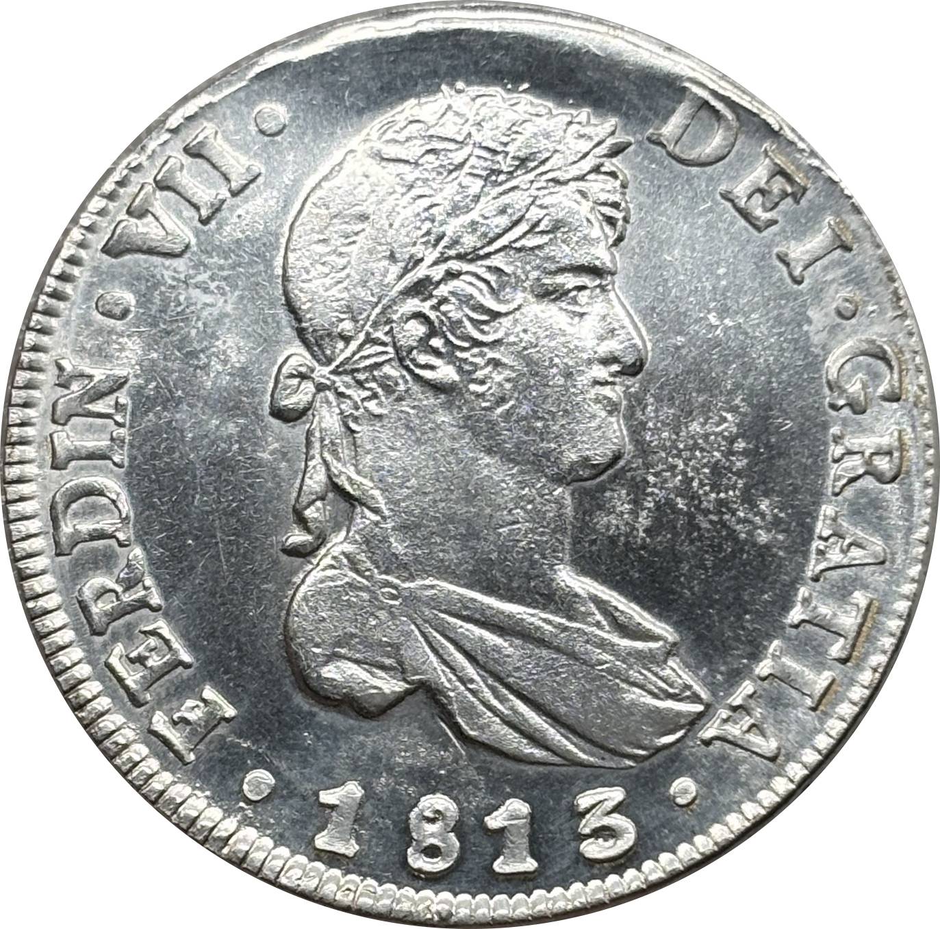 Mexico Chile 8 Reales Fernando VII Bust of Fernando VII 1813 Plated Silver Replica Coin Commemorative Medal,Historical Collectible Art Craft For Enthusiasts
