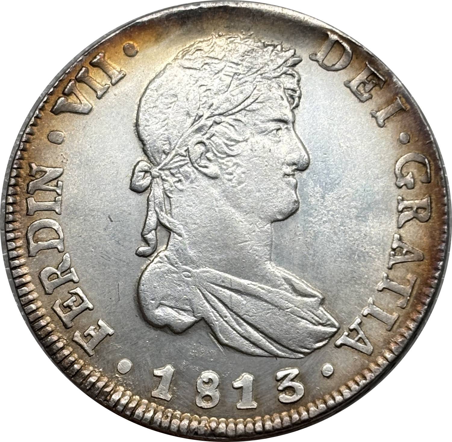 Mexico Chile 8 Reales Fernando VII Bust of Fernando VII 1813 Plated Silver Replica Coin Commemorative Medal,Historical Collectible Art Craft For Enthusiasts
