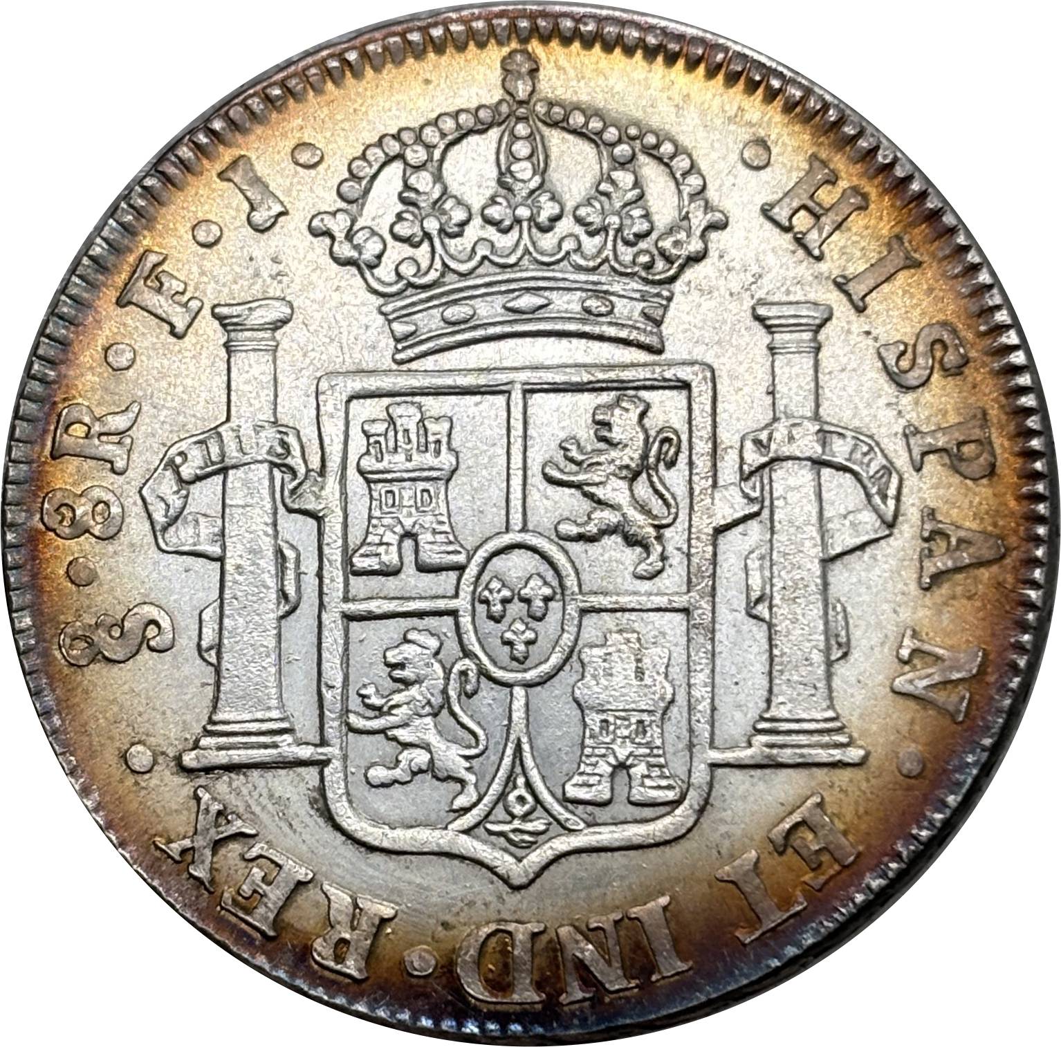 Mexico Chile 8 Reales Fernando VII Bust of Fernando VII 1813 Plated Silver Replica Coin Commemorative Medal,Historical Collectible Art Craft For Enthusiasts