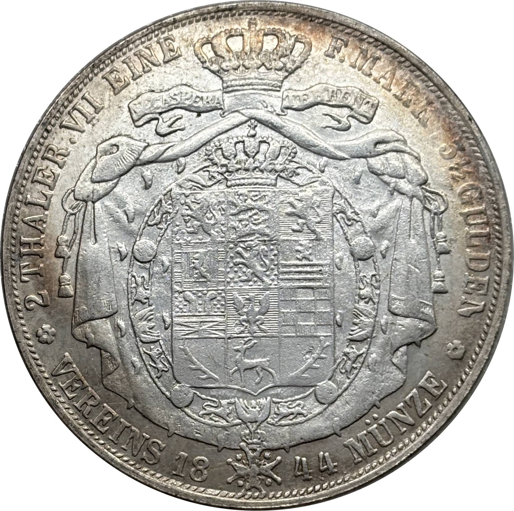 German States 1844 B 1854 B 2 Thaler 3 1/2 Gulden William Silver Plated Replica Coin Commemorative Medal,Historical Collectible Art Craft For Enthusiasts