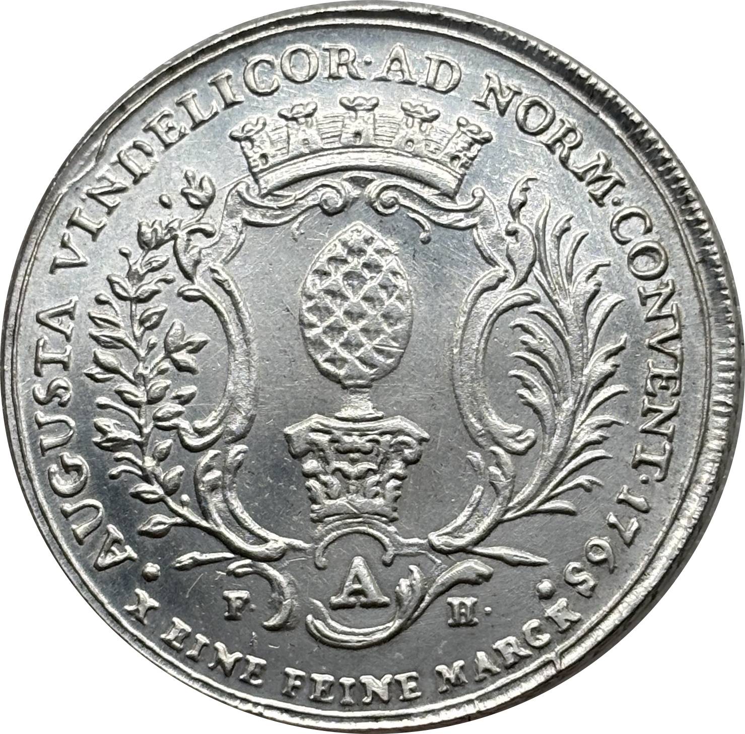 German States 1765 1 Conventionsthaler Free City Of Augsburg Silver Plated Replica Coin Commemorative Medal,Historical Collectible Art Craft For Enthusiasts