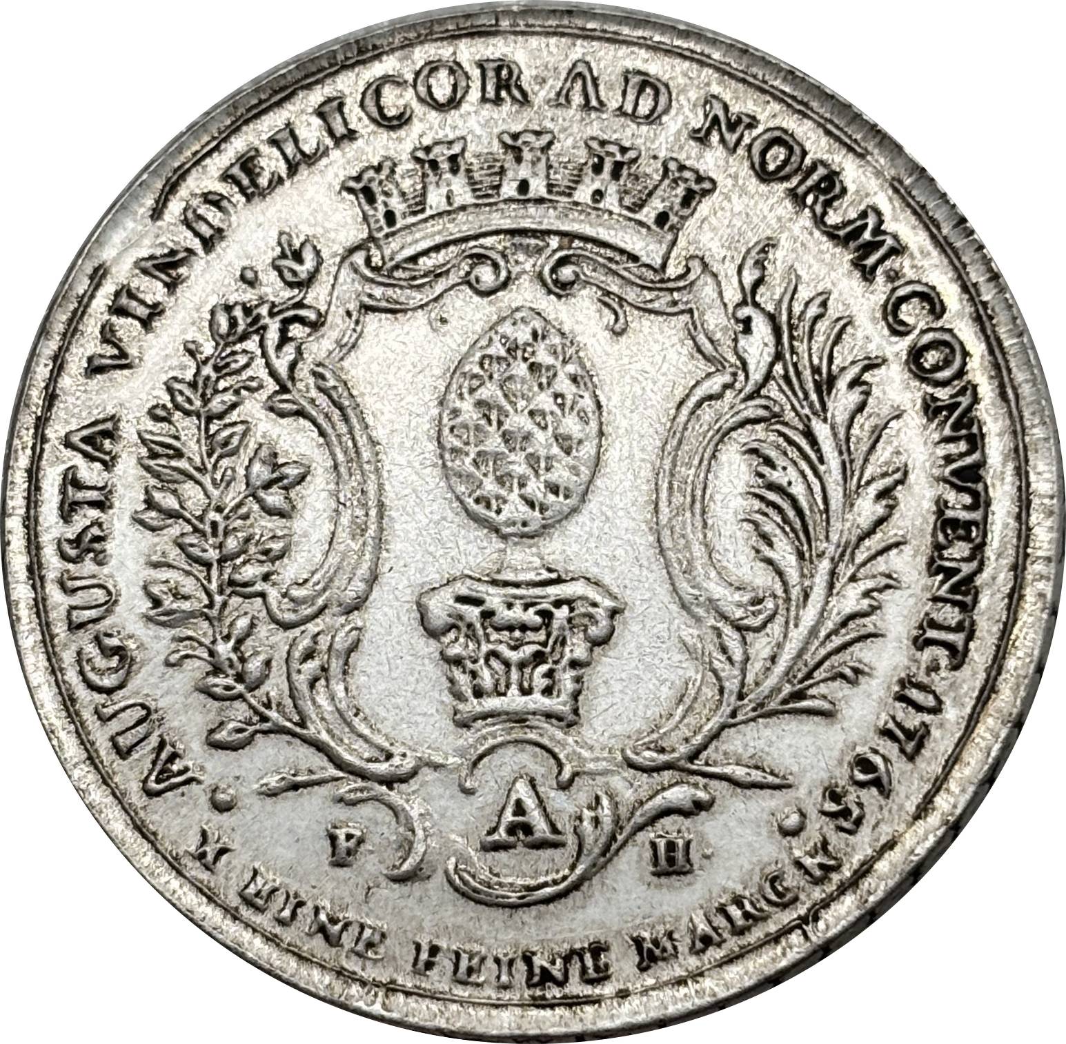 German States 1765 1 Conventionsthaler Free City Of Augsburg Silver Plated Replica Coin Commemorative Medal,Historical Collectible Art Craft For Enthusiasts