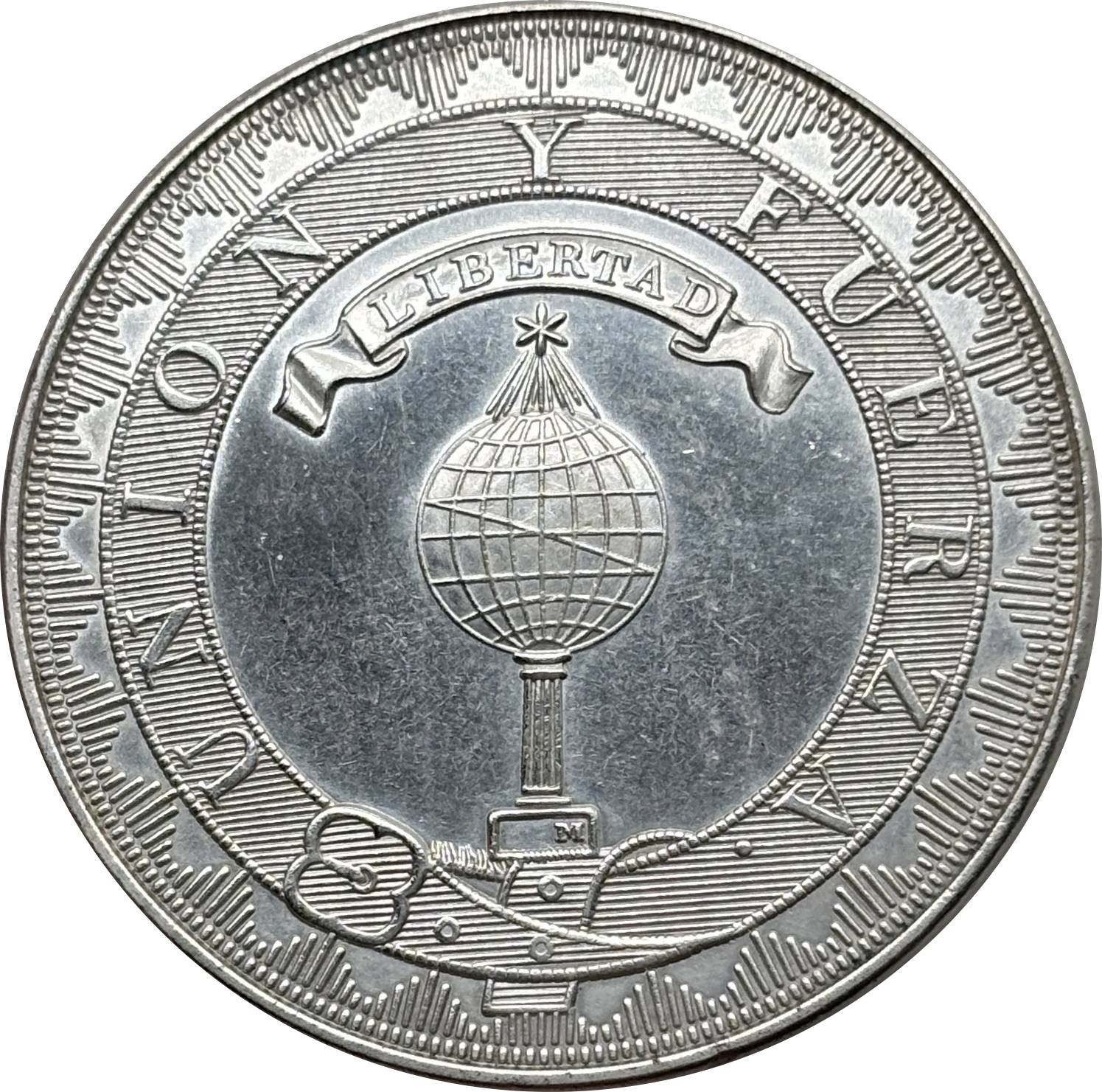 Chile Republic 1819 1 Peso Santiago Silver Plated Replica Coin Commemorative Medal,Historical Collectible Art Craft For Enthusiasts