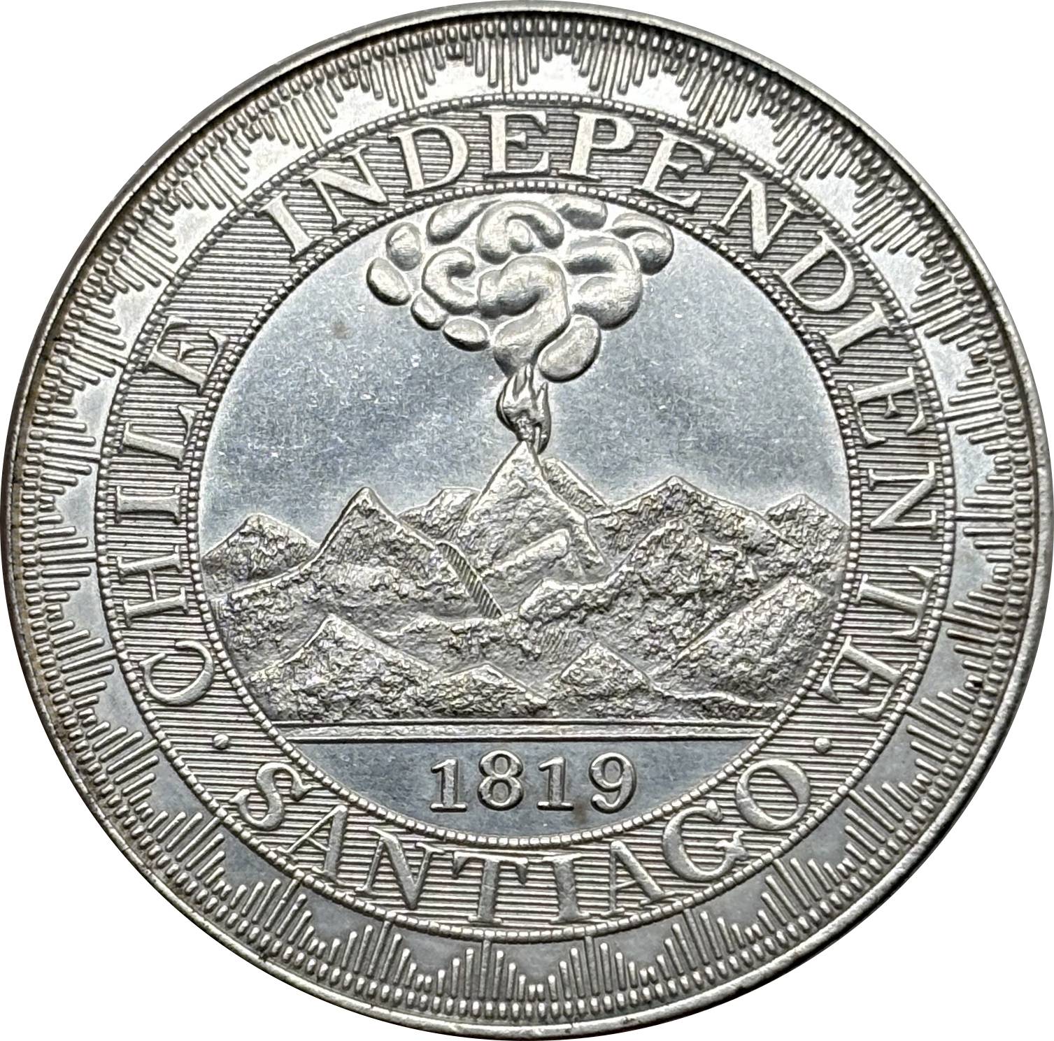 Chile Republic 1819 1 Peso Santiago Silver Plated Replica Coin Commemorative Medal,Historical Collectible Art Craft For Enthusiasts