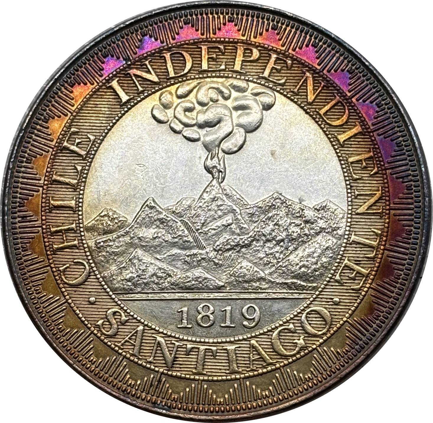 Chile Republic 1819 1 Peso Santiago Silver Plated Replica Coin Commemorative Medal,Historical Collectible Art Craft For Enthusiasts