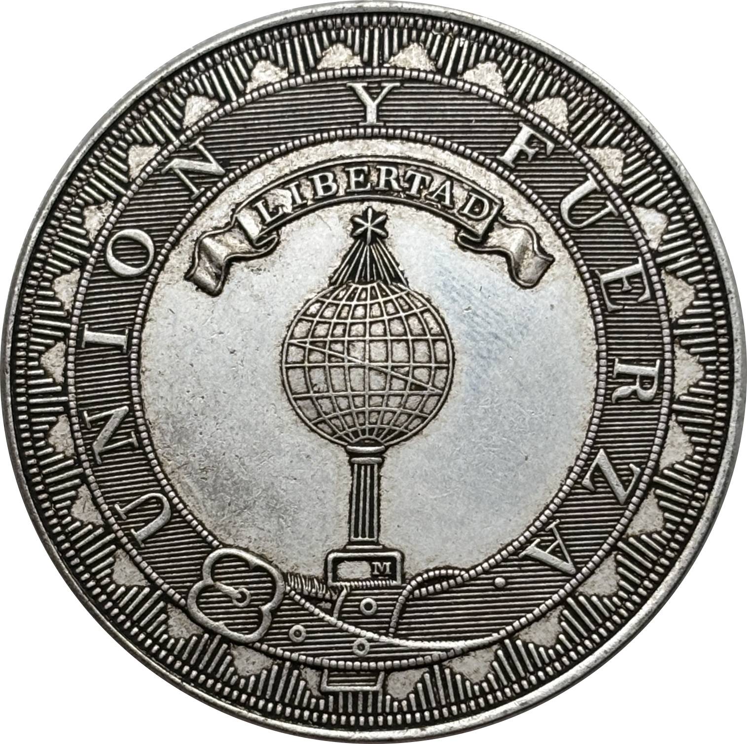 Chile Republic 1819 1 Peso Santiago Silver Plated Replica Coin Commemorative Medal,Historical Collectible Art Craft For Enthusiasts