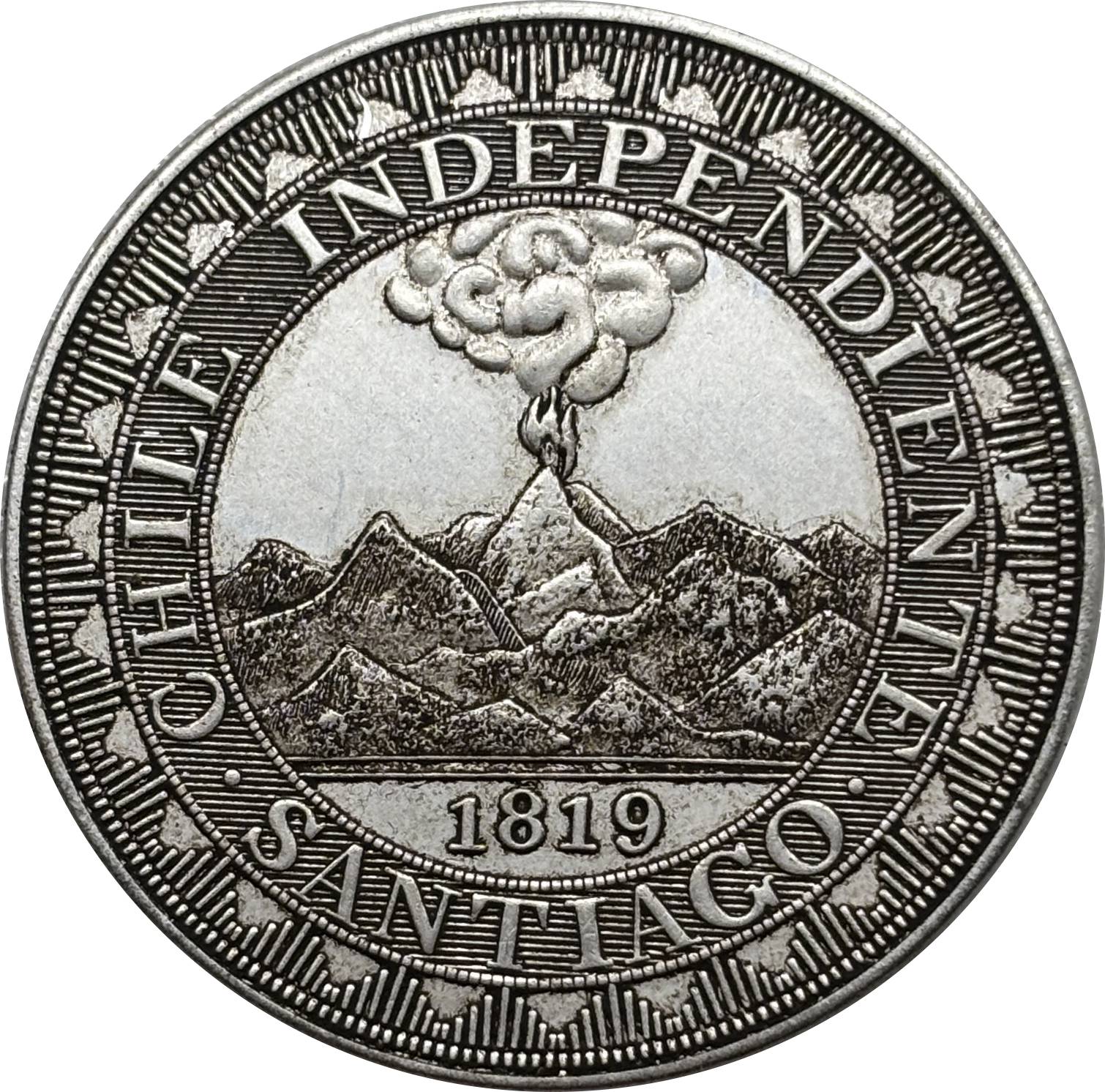 Chile Republic 1819 1 Peso Santiago Silver Plated Replica Coin Commemorative Medal,Historical Collectible Art Craft For Enthusiasts