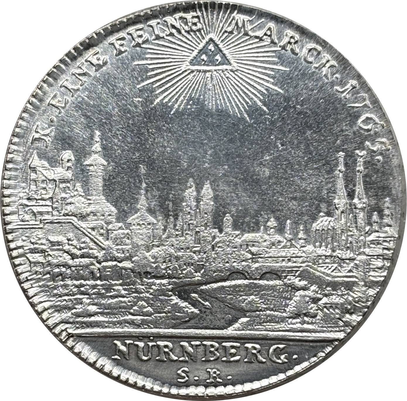 German States 1765 1 Thaler Free Imperial City Of Nuremberg Silver Plated Replica Coin Commemorative Medal,Historical Collectible Art Craft For Enthusiasts