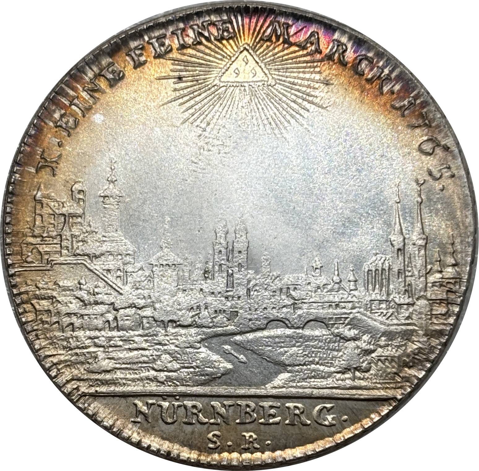 German States 1765 1 Thaler Free Imperial City Of Nuremberg Silver Plated Replica Coin Commemorative Medal,Historical Collectible Art Craft For Enthusiasts