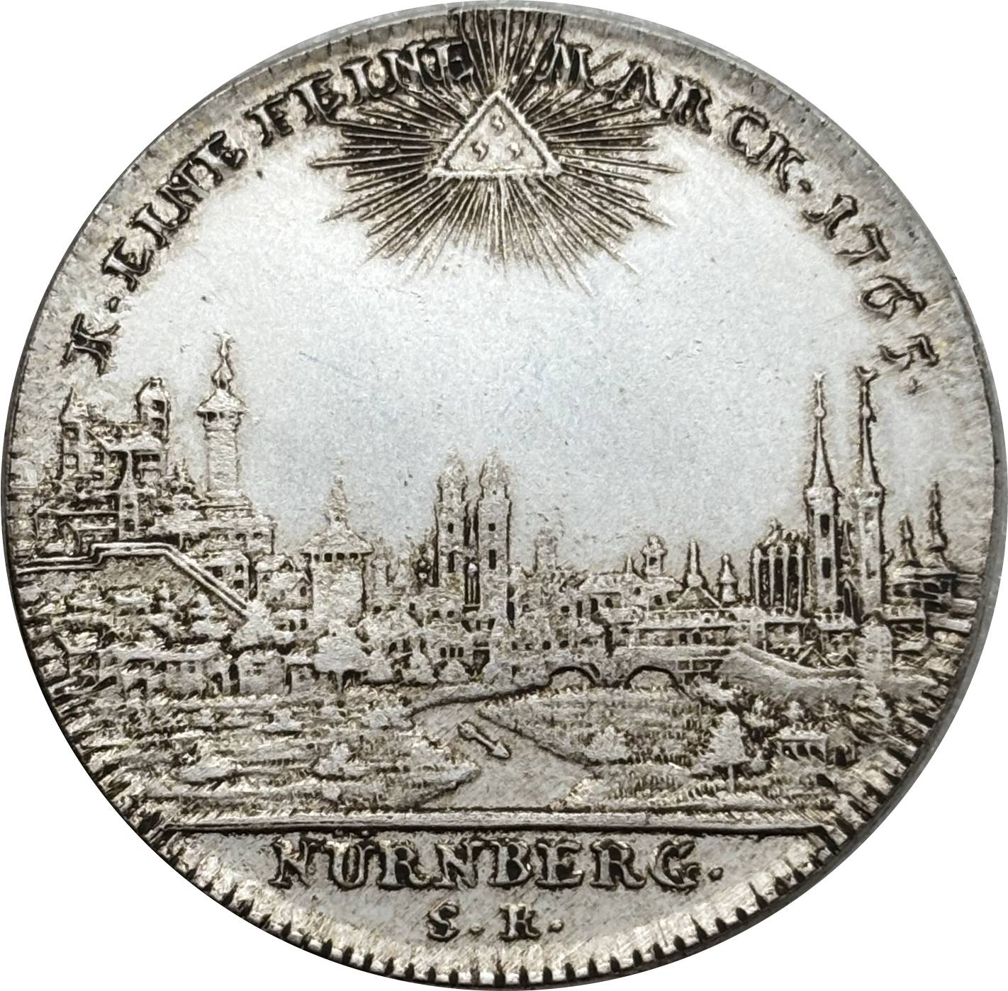 German States 1765 1 Thaler Free Imperial City Of Nuremberg Silver Plated Replica Coin Commemorative Medal,Historical Collectible Art Craft For Enthusiasts