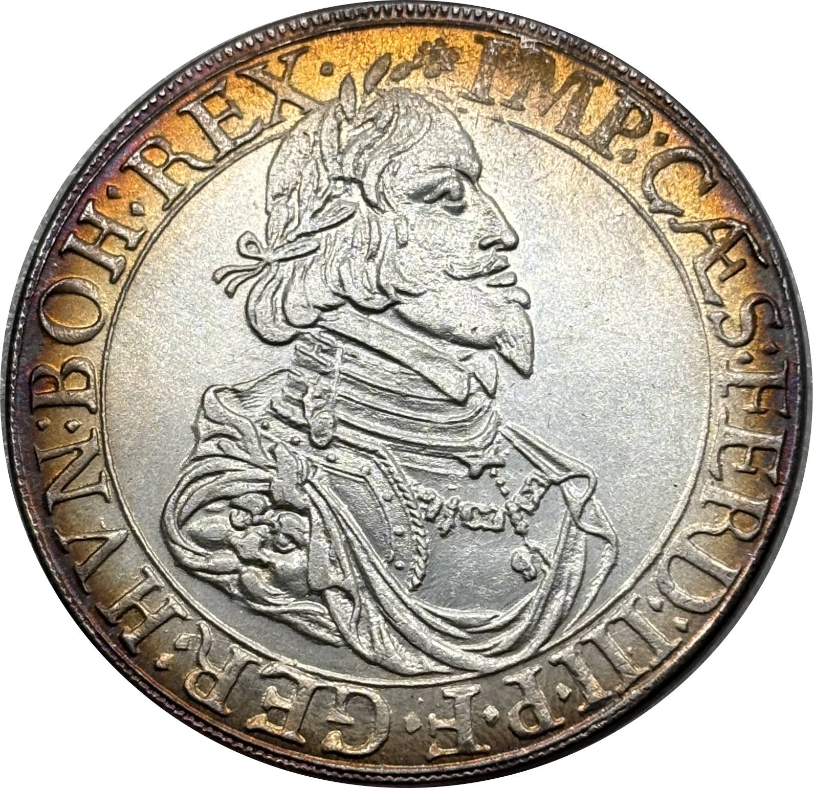 German States Free city of Augsburg 1 Thaler Ferdinand III 1643 Silver Plated Replica Coin Commemorative Medal,Historical Collectible Art Craft For Enthusiasts