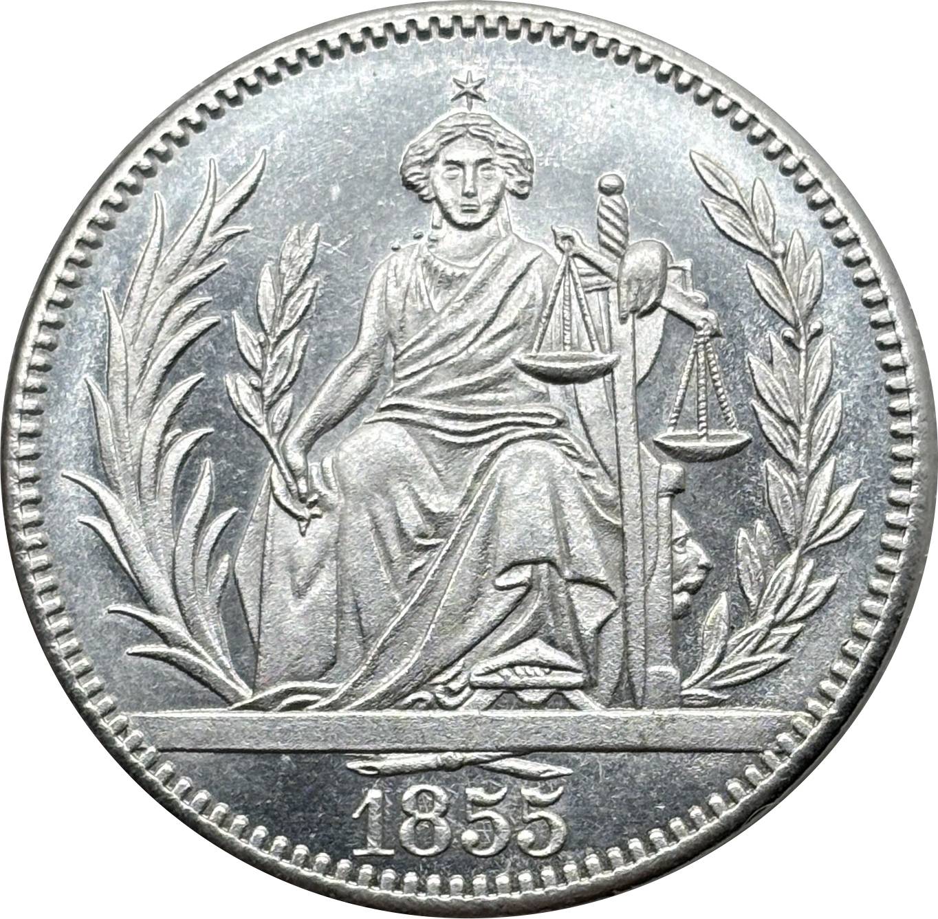 Paraguay 1855 10 Reales Silver Plated Metal Replica Coin Commemorative Medal,Historical Collectible Art Craft For Enthusiasts