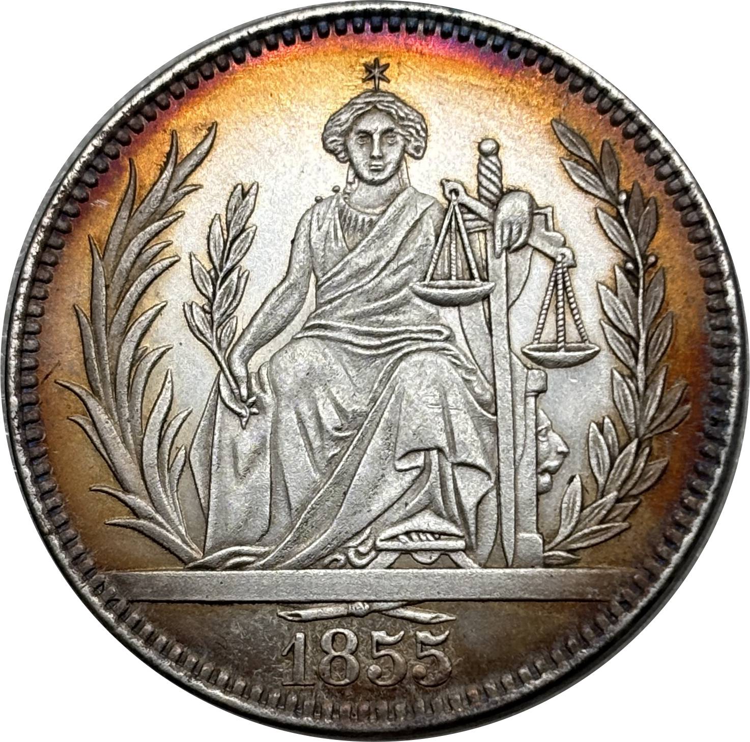 Paraguay 1855 10 Reales Silver Plated Metal Replica Coin Commemorative Medal,Historical Collectible Art Craft For Enthusiasts
