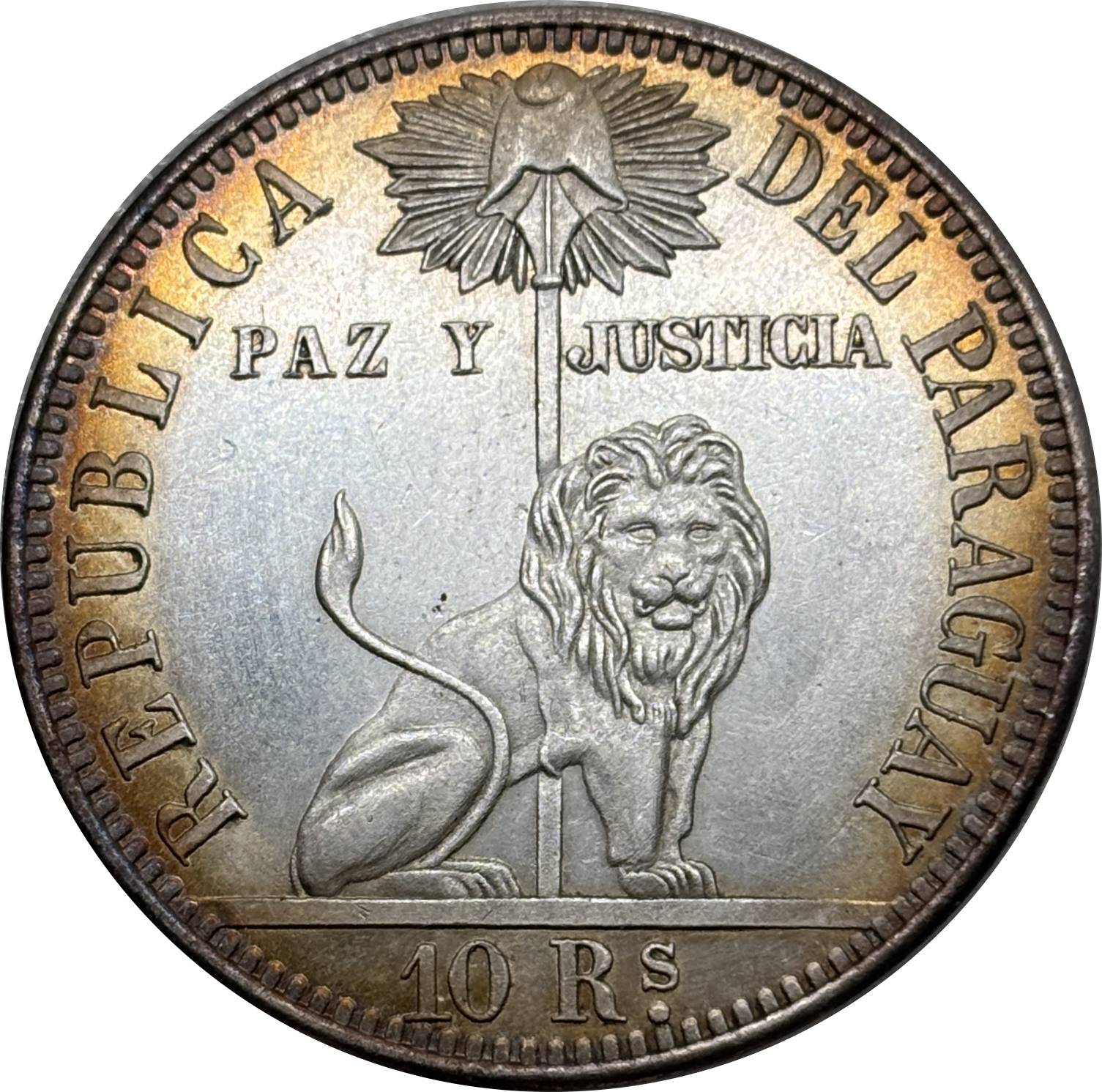 Paraguay 1855 10 Reales Silver Plated Metal Replica Coin Commemorative Medal,Historical Collectible Art Craft For Enthusiasts