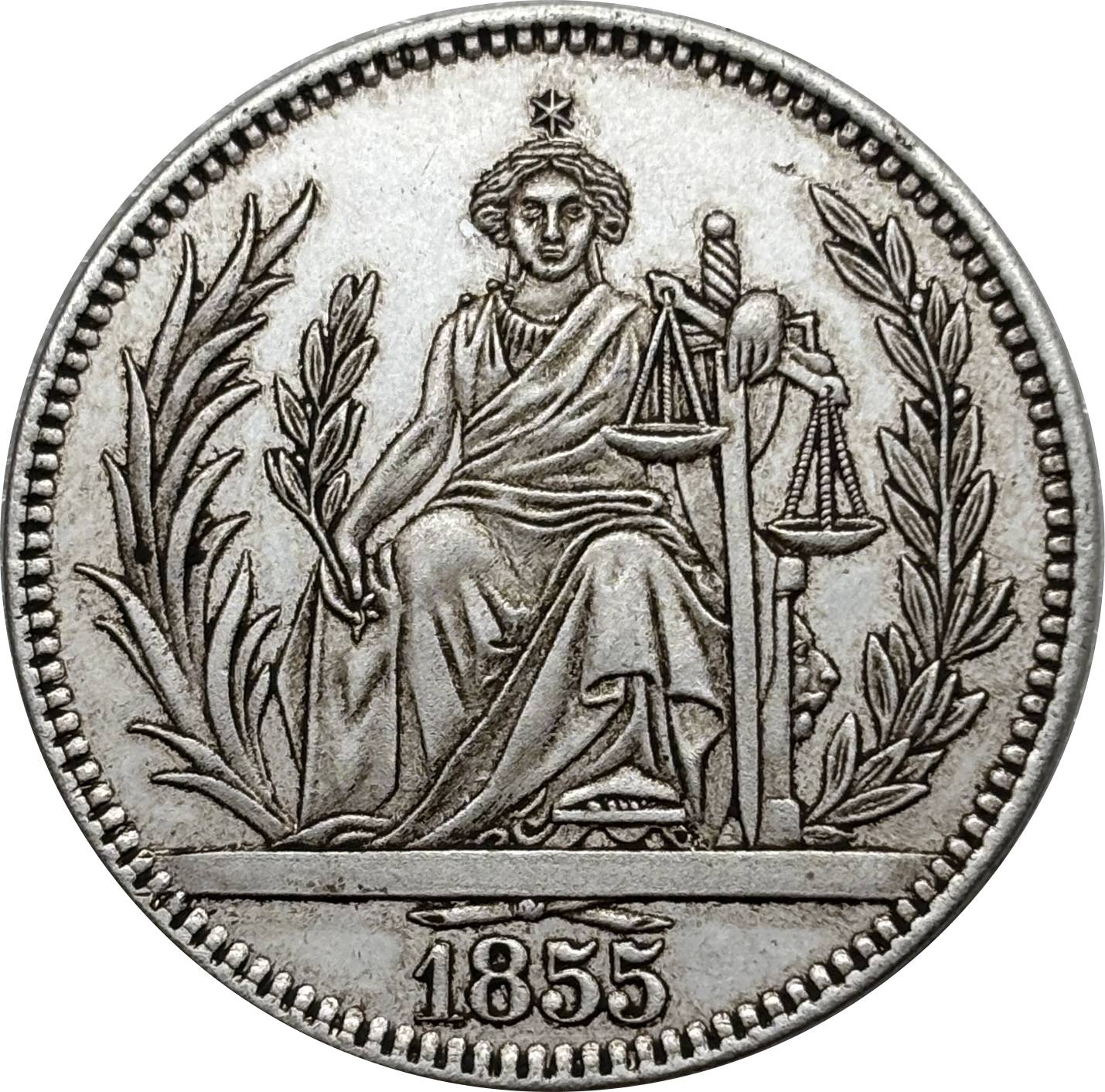 Paraguay 1855 10 Reales Silver Plated Metal Replica Coin Commemorative Medal,Historical Collectible Art Craft For Enthusiasts