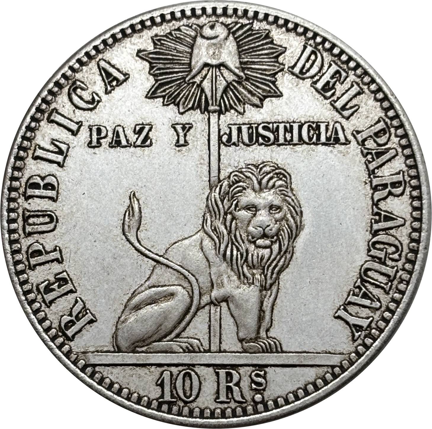 Paraguay 1855 10 Reales Silver Plated Metal Replica Coin Commemorative Medal,Historical Collectible Art Craft For Enthusiasts