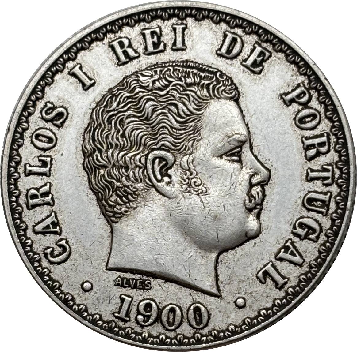Portugal 1893 1894 1900 500 Reis Charles I Carlos Wreath Silver Plated Replica Coin Commemorative Medal,Historical Collectible Art Craft For Enthusiasts
