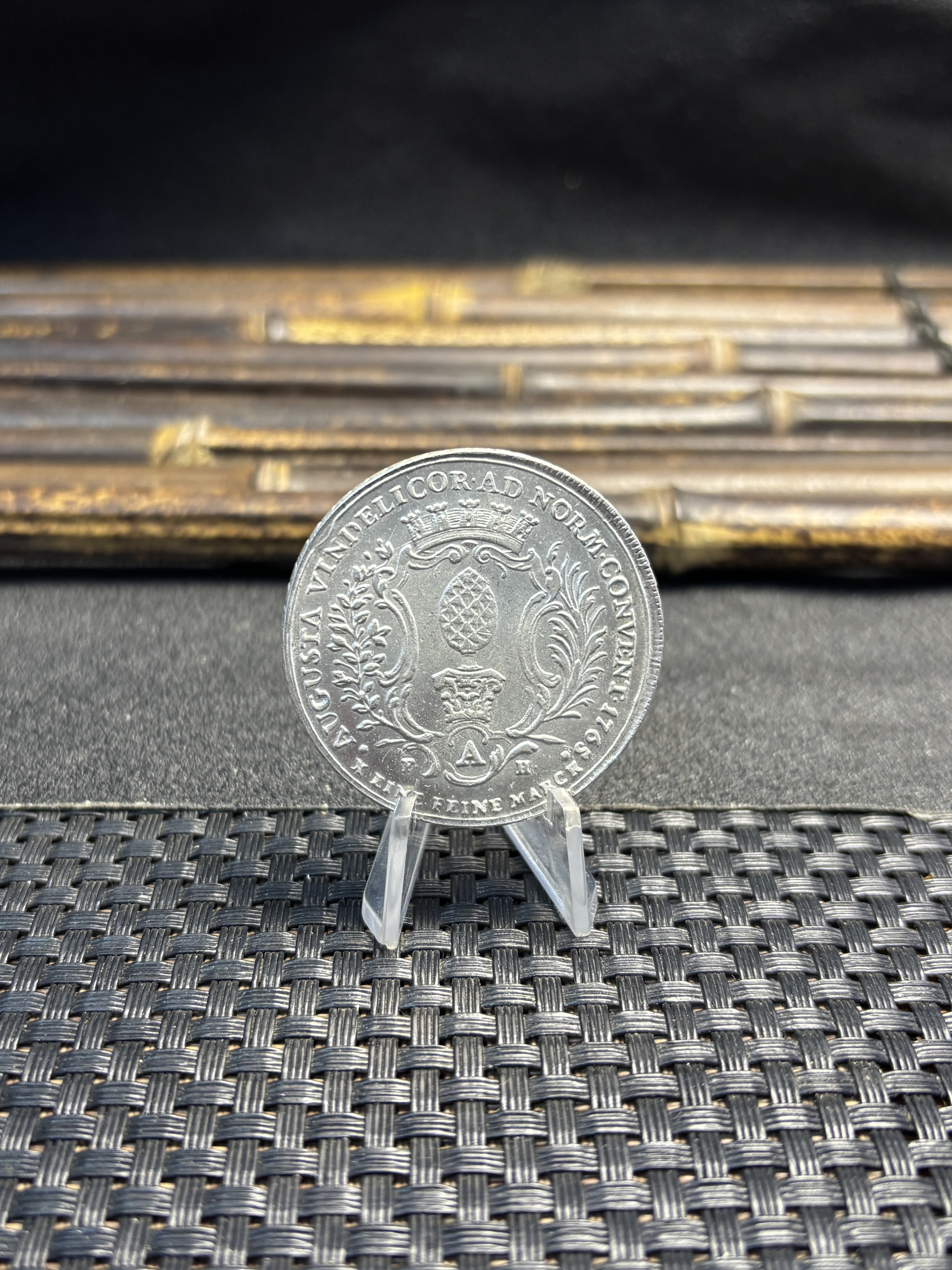 German States 1765 1 Conventionsthaler Free City Of Augsburg Silver Plated Replica Coin Commemorative Medal,Historical Collectible Art Craft For Enthusiasts
