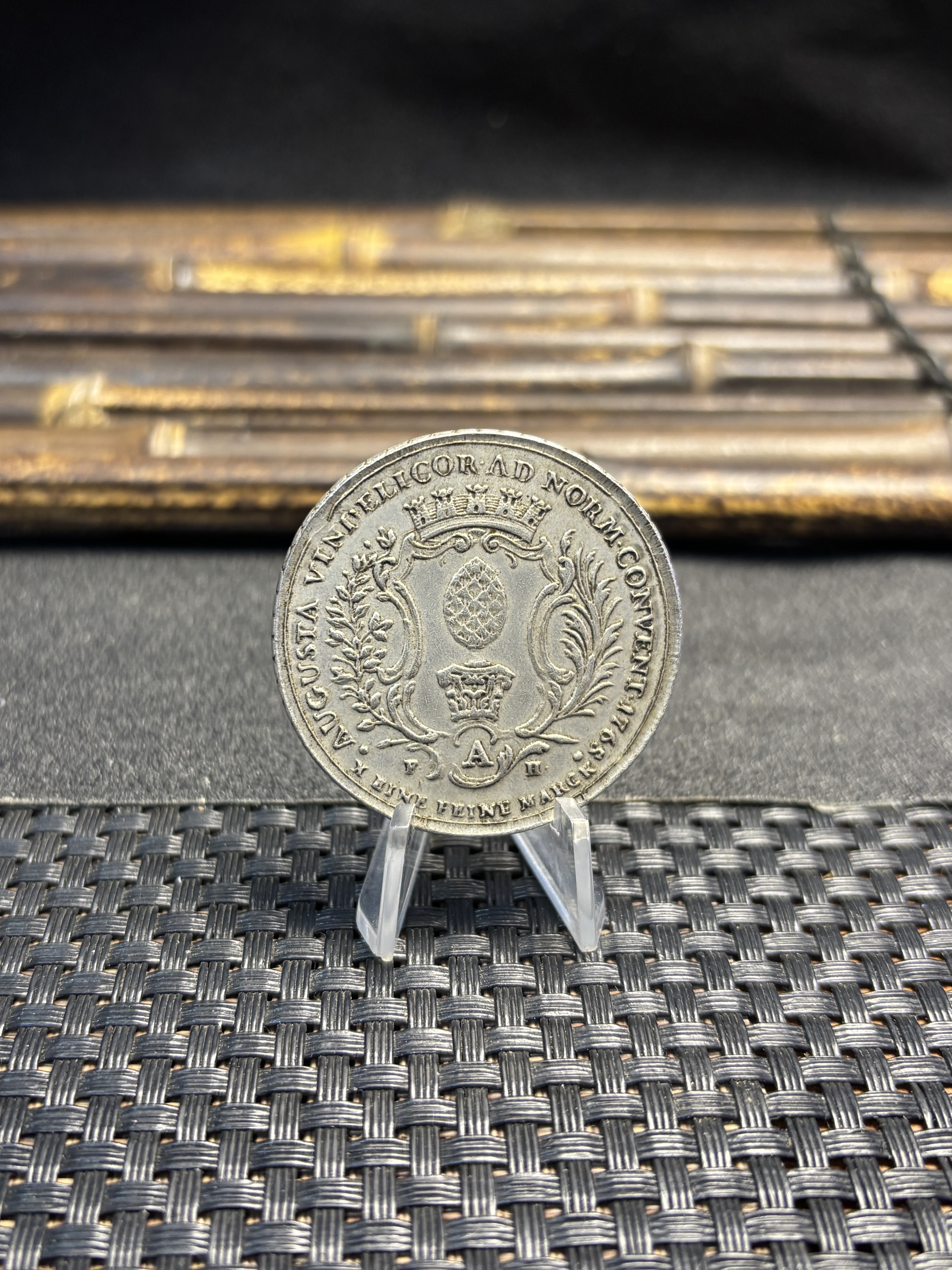 German States 1765 1 Conventionsthaler Free City Of Augsburg Silver Plated Replica Coin Commemorative Medal,Historical Collectible Art Craft For Enthusiasts