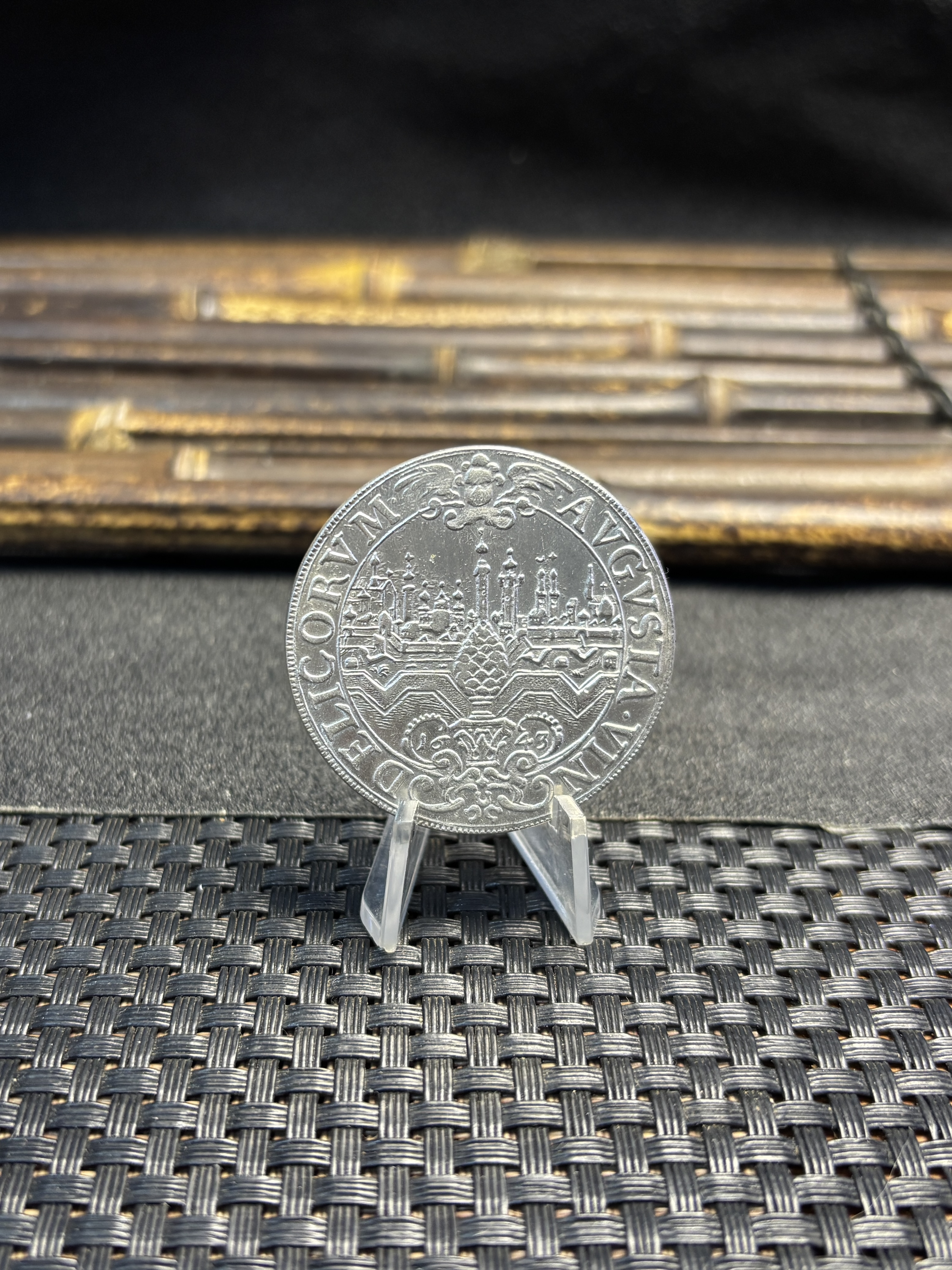 German States Free city of Augsburg 1 Thaler Ferdinand III 1643 Silver Plated Replica Coin Commemorative Medal,Historical Collectible Art Craft For Enthusiasts