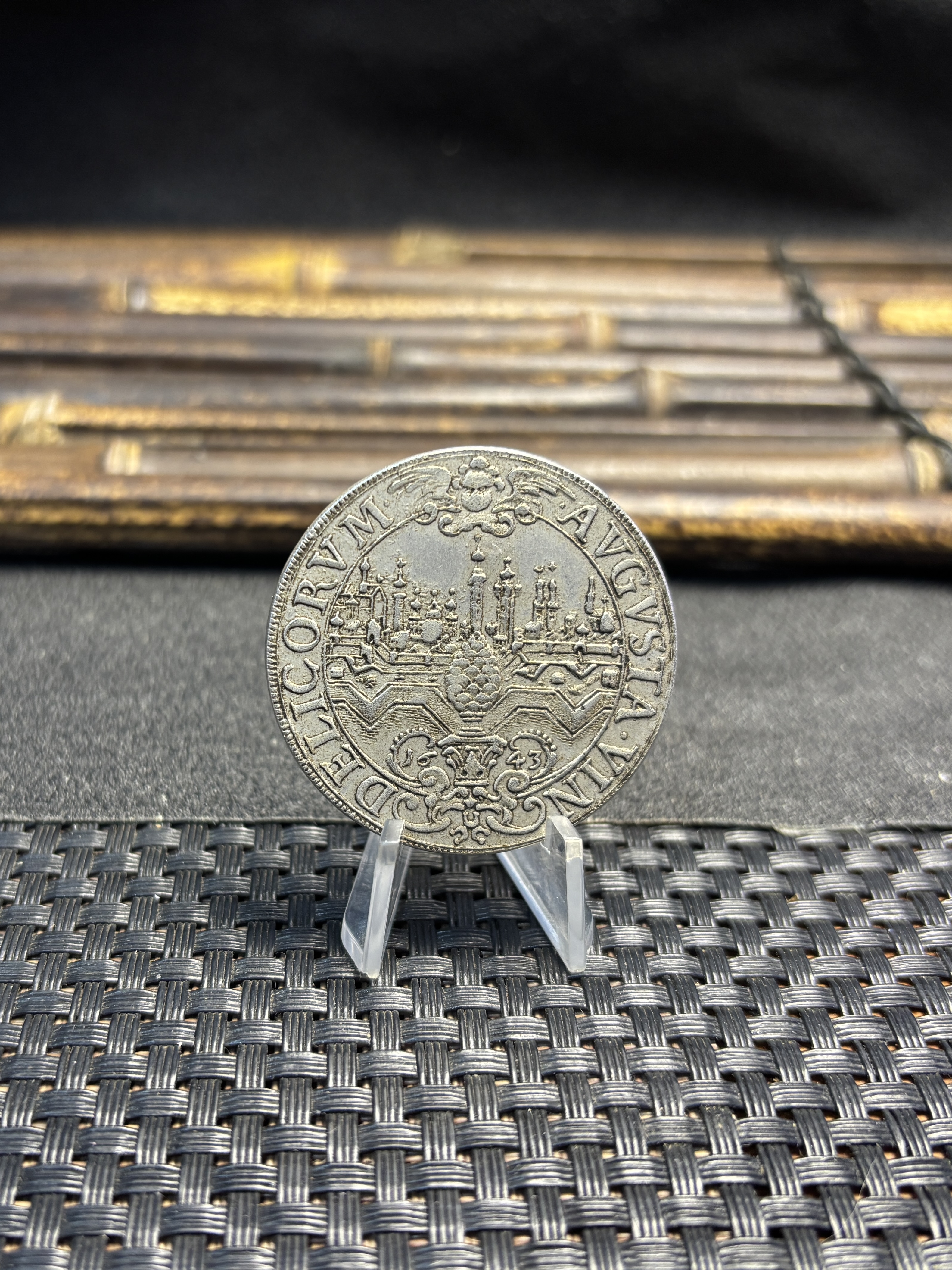 German States Free city of Augsburg 1 Thaler Ferdinand III 1643 Silver Plated Replica Coin Commemorative Medal,Historical Collectible Art Craft For Enthusiasts