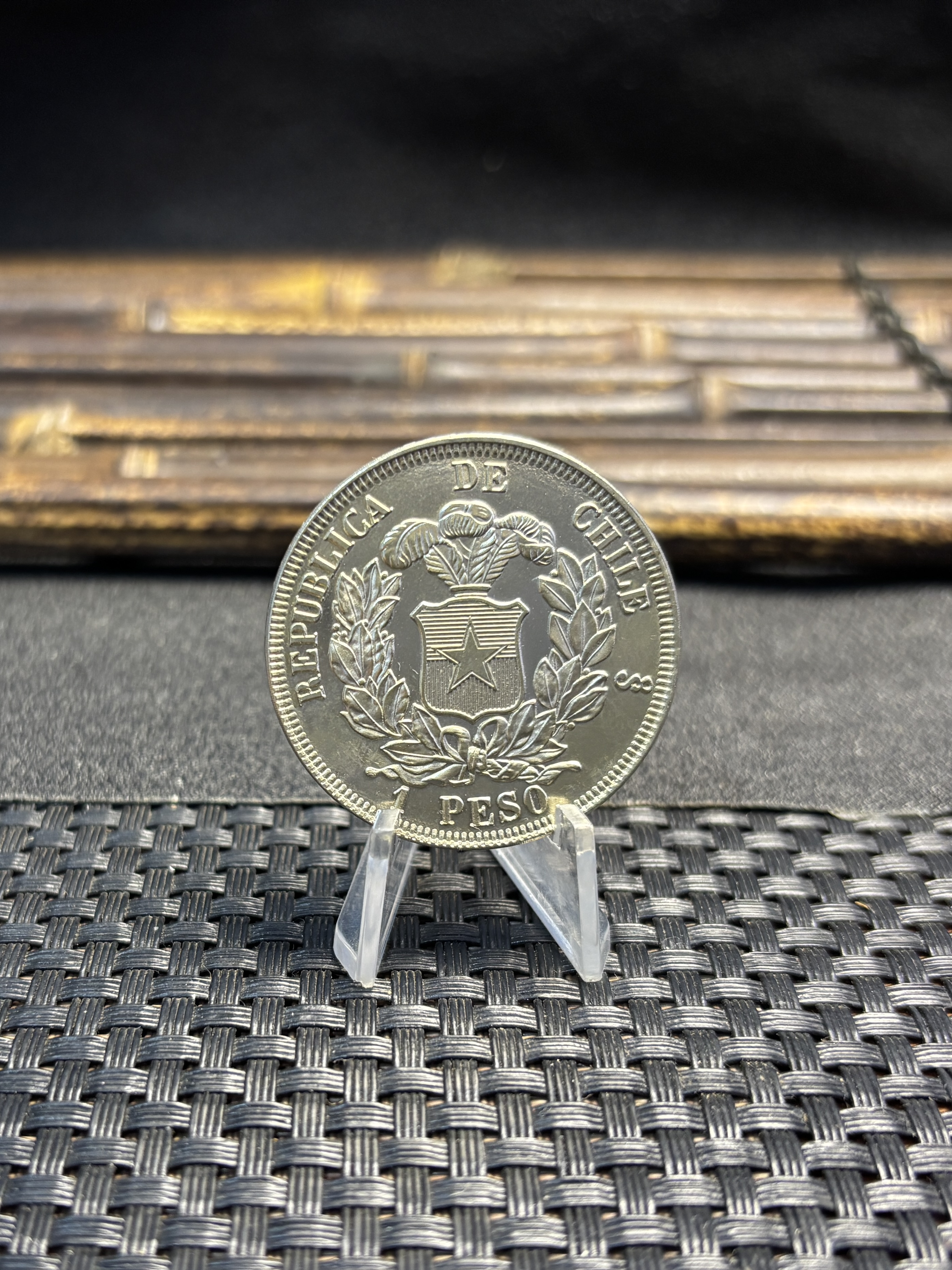 Chile Republic 1867 1 Peso Por La Razon O La Fuerza Silver Plated Replica Coin Commemorative Medal,Historical Collectible Art Craft For Enthusiasts