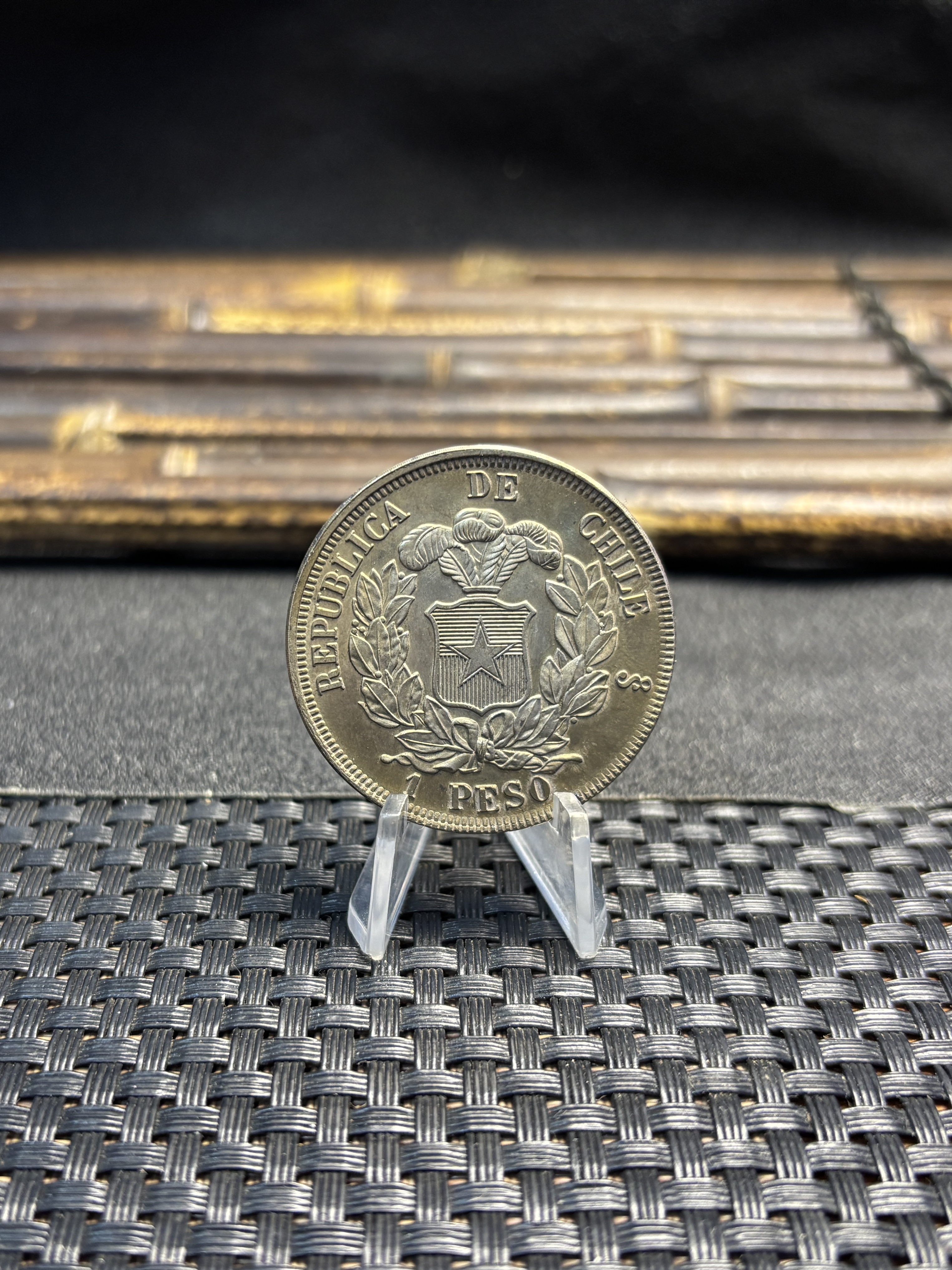 Chile Republic 1867 1 Peso Por La Razon O La Fuerza Silver Plated Replica Coin Commemorative Medal,Historical Collectible Art Craft For Enthusiasts