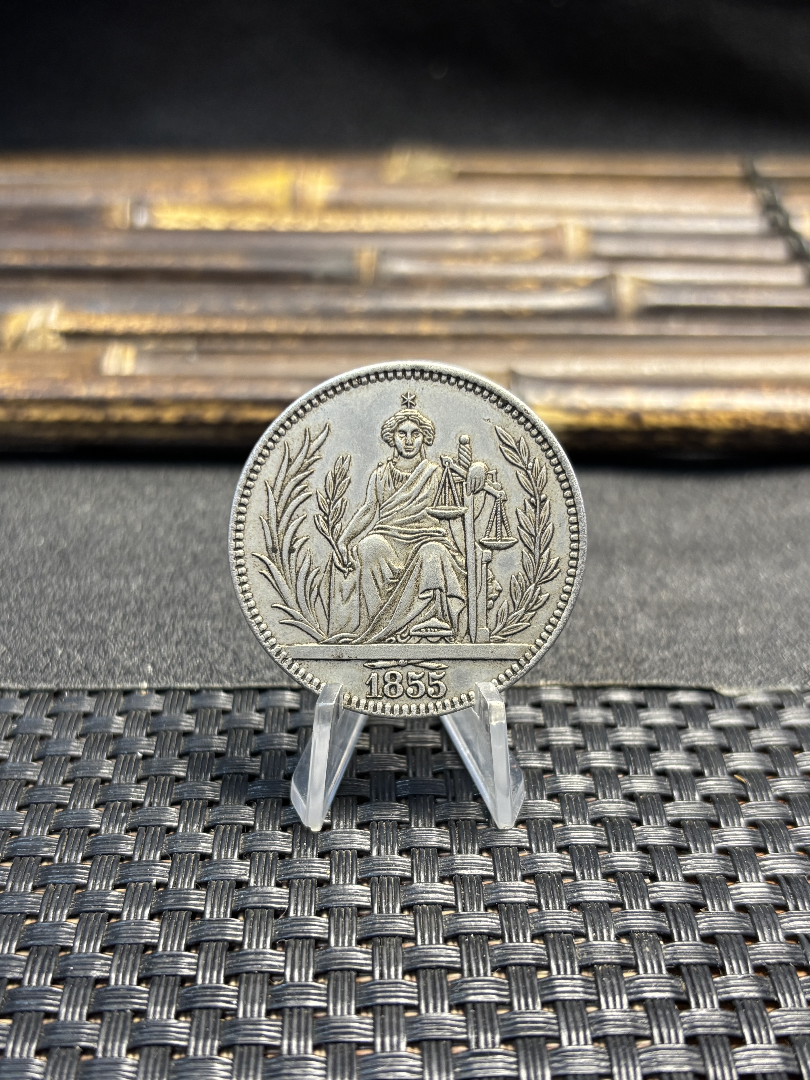 Paraguay 1855 10 Reales Silver Plated Metal Replica Coin Commemorative Medal,Historical Collectible Art Craft For Enthusiasts