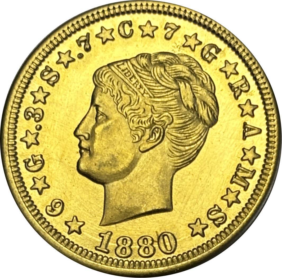 United States of America 1879 1880 1881 4 Dollars Head of Liberty One Stella 400 Cents US Brass Metal Replica Coin Commemorative Medal,Historical Collectible Art Craft For Enthusiasts